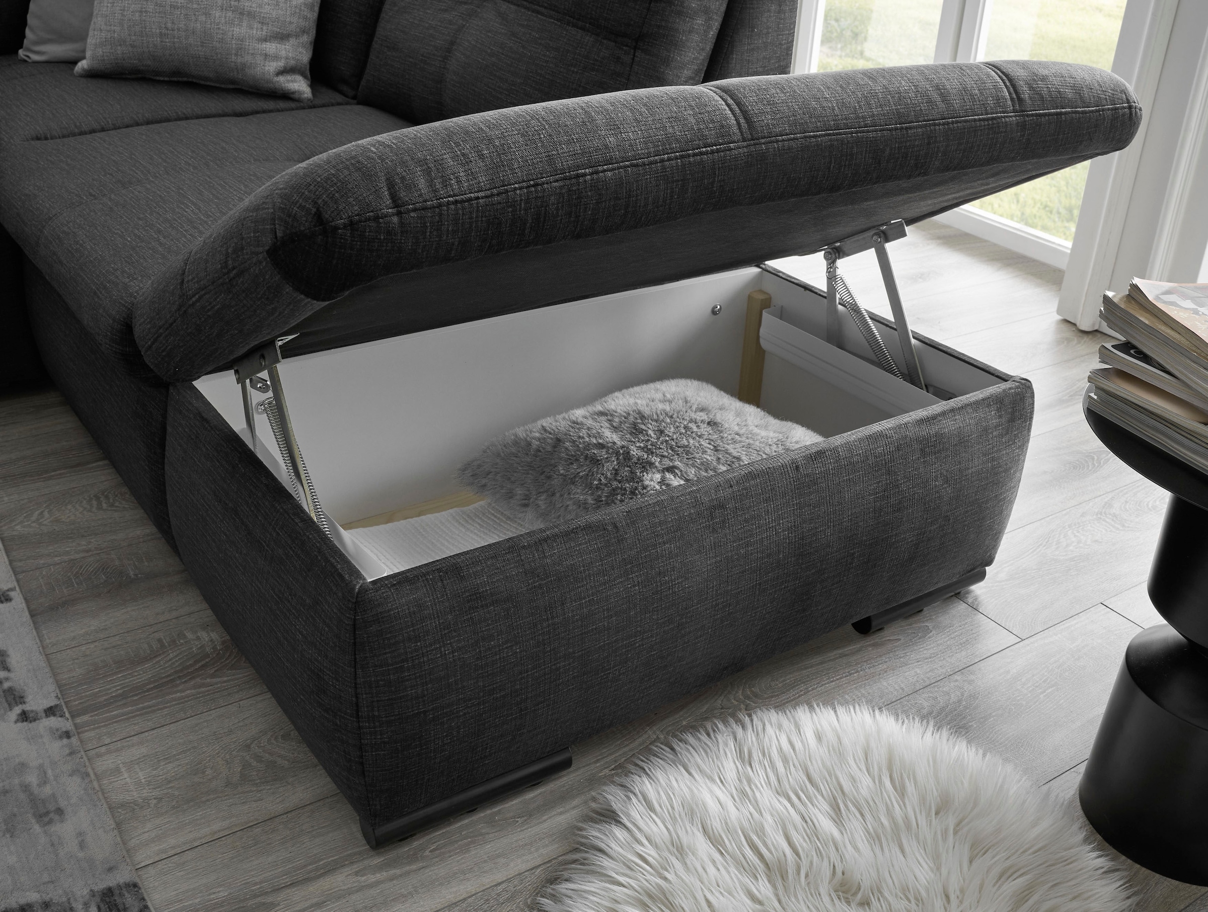 ED EXCITING DESIGN Wohnlandschaft »Alija U-Form«, frei im Raum stellbar, Schlaffunktion, Kopfstützen, Armteilverstellung
