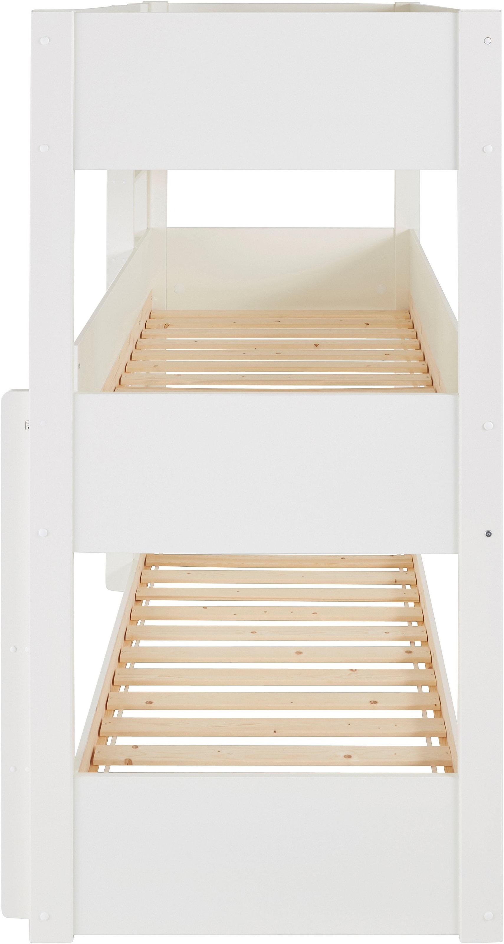 Lüttenhütt Etagenbett »TIPO BESTSELLER! Stockbett, Hochbett, Bodenbett, platzsparend«, (Leitern beidseitig montierbar), mit 3 Schlafplätzen, FSC® zertifiziertes Massivholz (Kiefer)