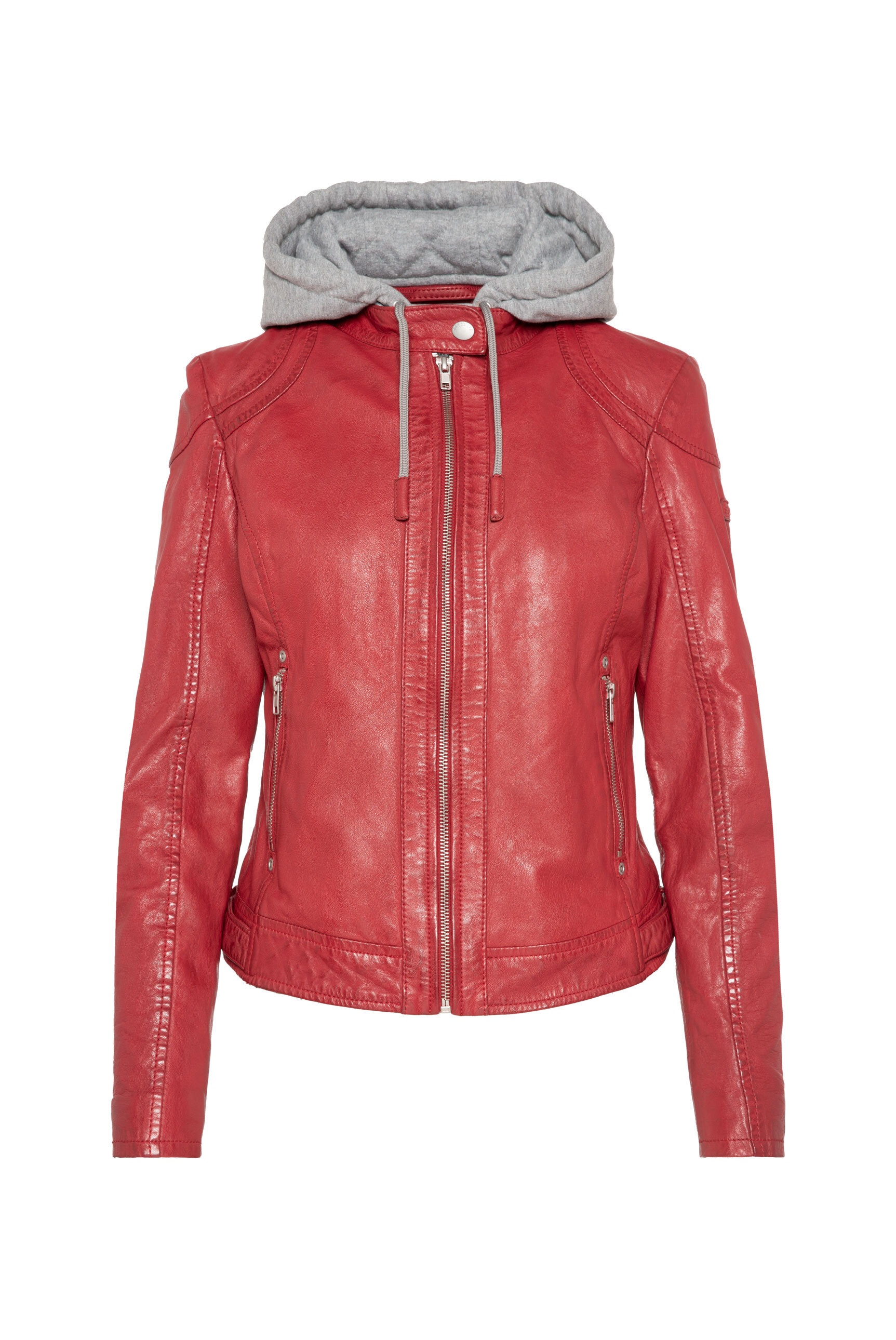 SOCCX Lederjacke, mit Kapuze, mit Druckknopfriegel an den Seiten günstig online kaufen