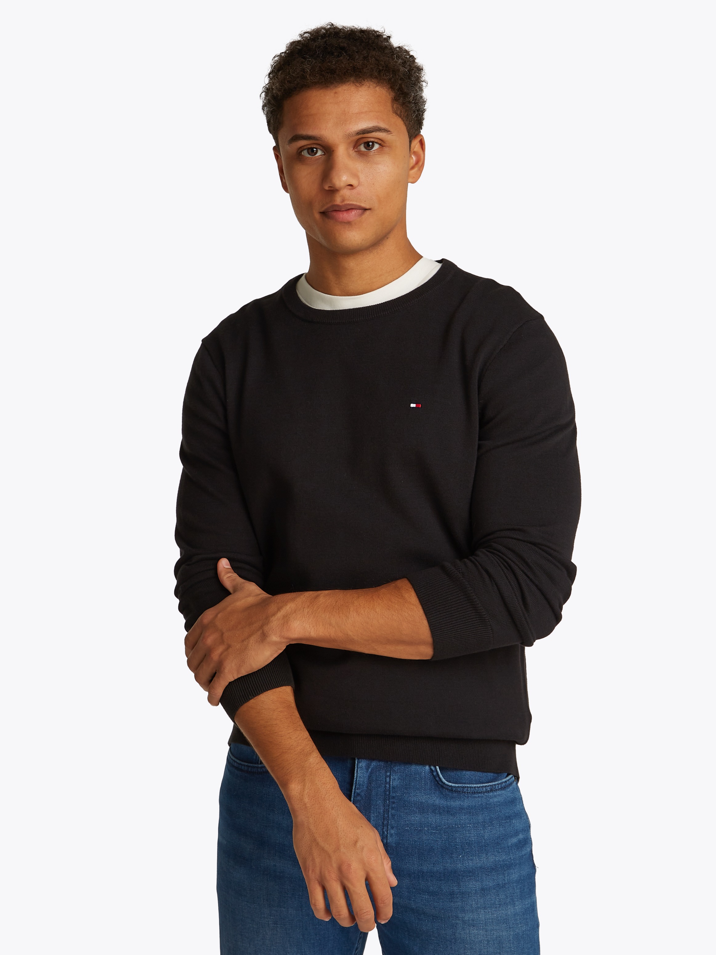 Tommy Hilfiger Rundhalspullover "ESSENTIAL COTTON CREW NECK" Crewneck Regul günstig online kaufen