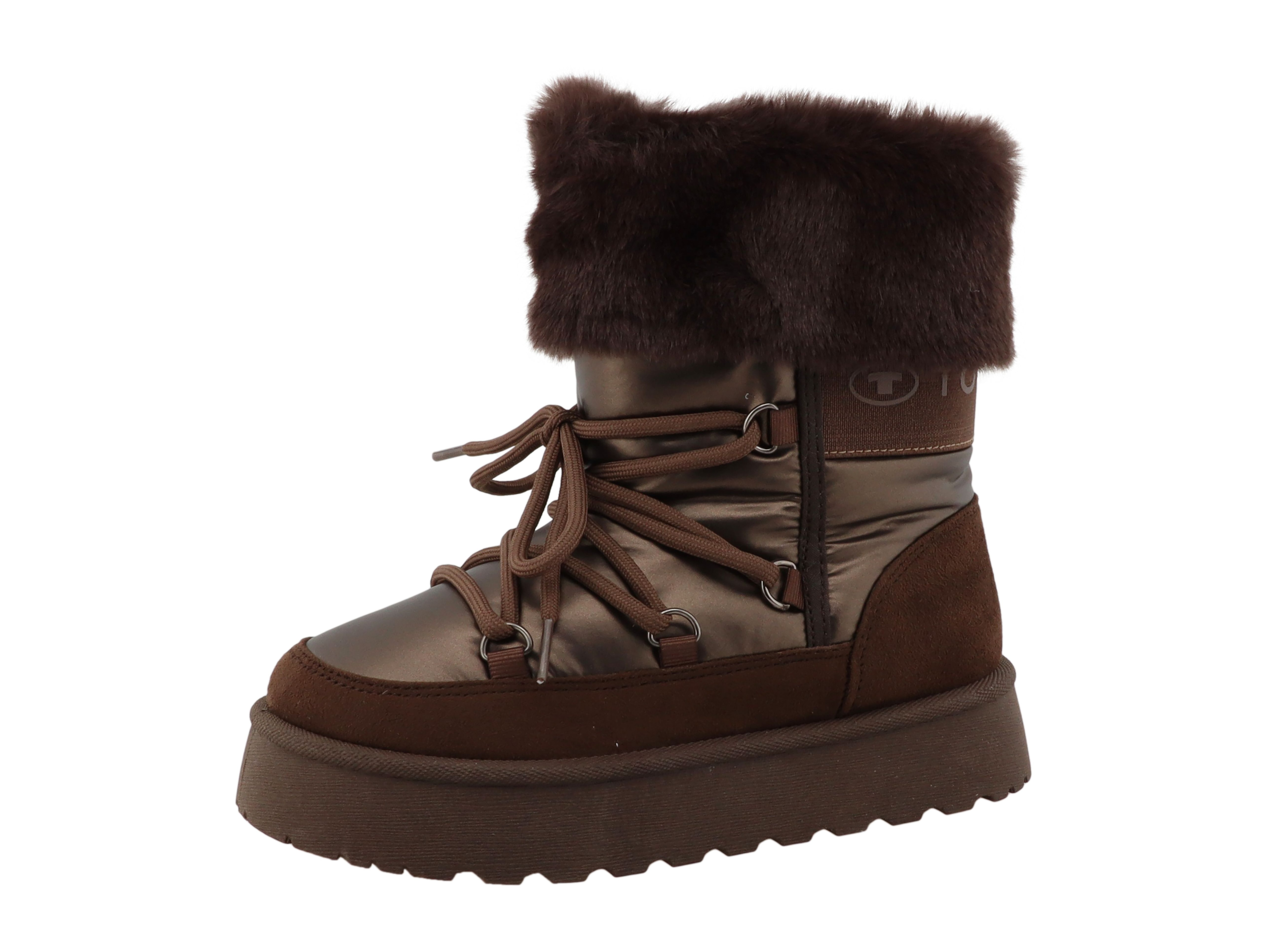 TOM TAILOR Winterboots Schnürboots mit kuscheligem Fellimitat-Kragen
