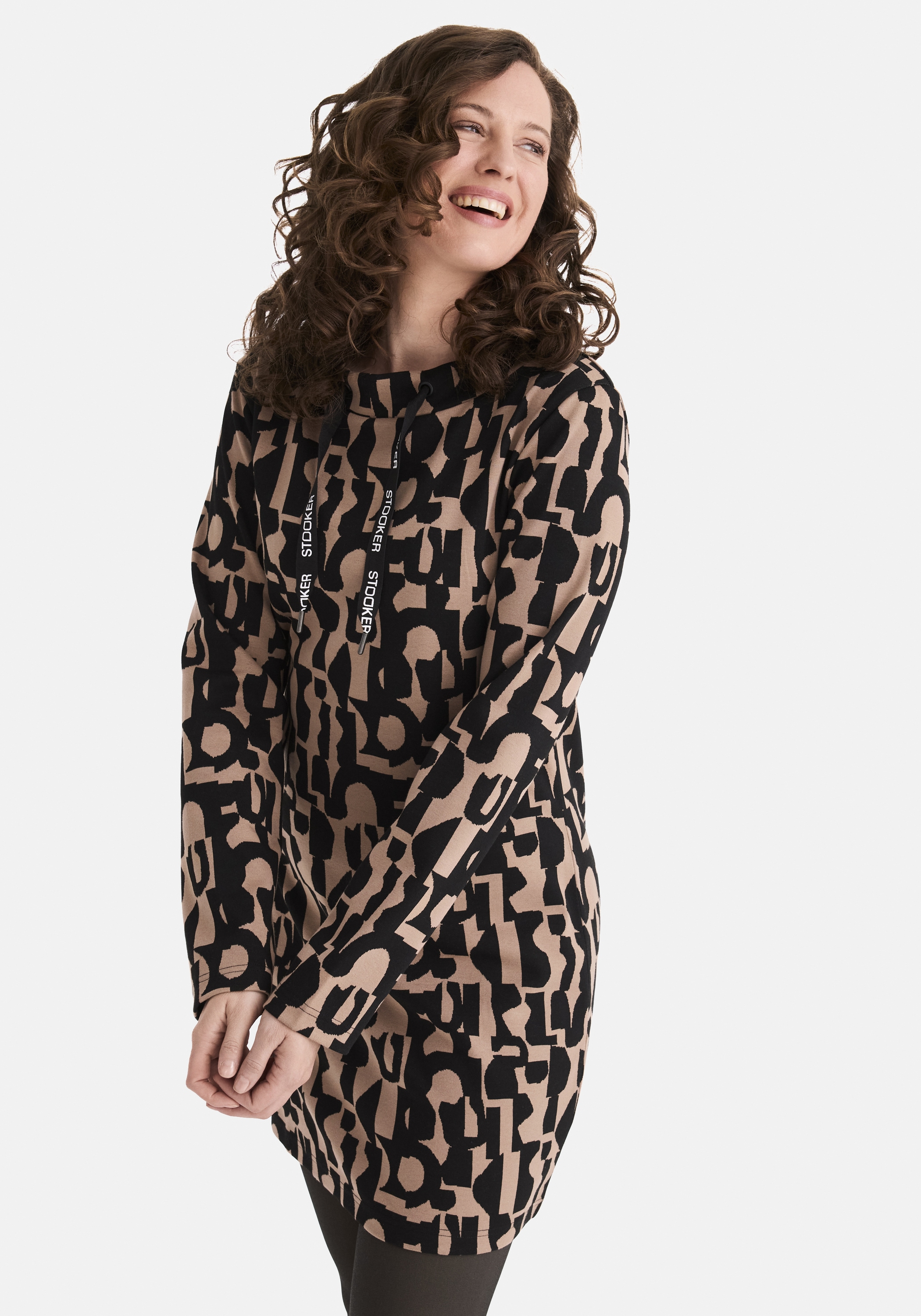 STOOKER WOMEN "KLARA mit Stehkragen Kleid" Langarmkleid in Midi-Länge mit Stehkragen für Damen