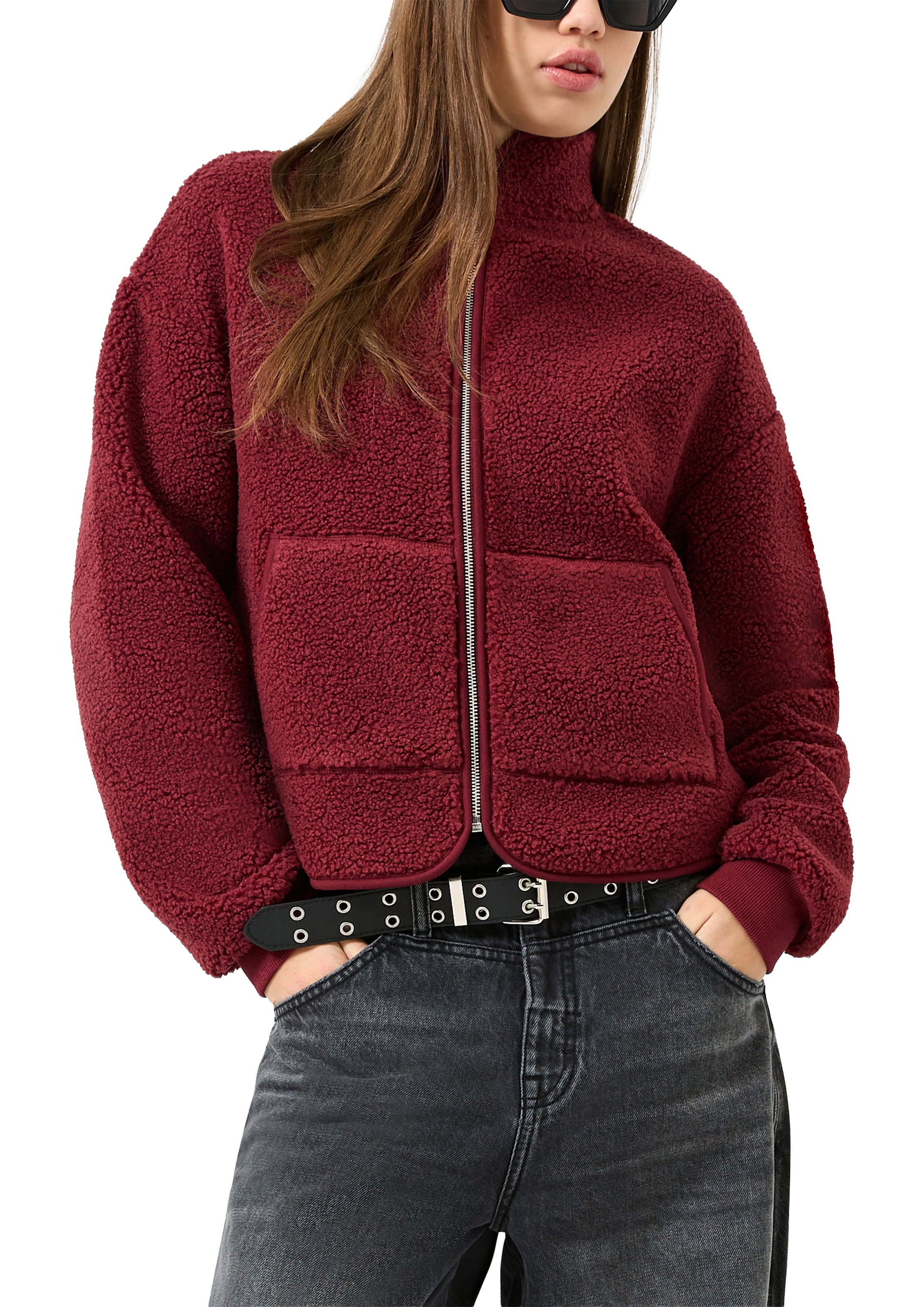 QS Sweatjacke Fleecejacke mit Stehkragen