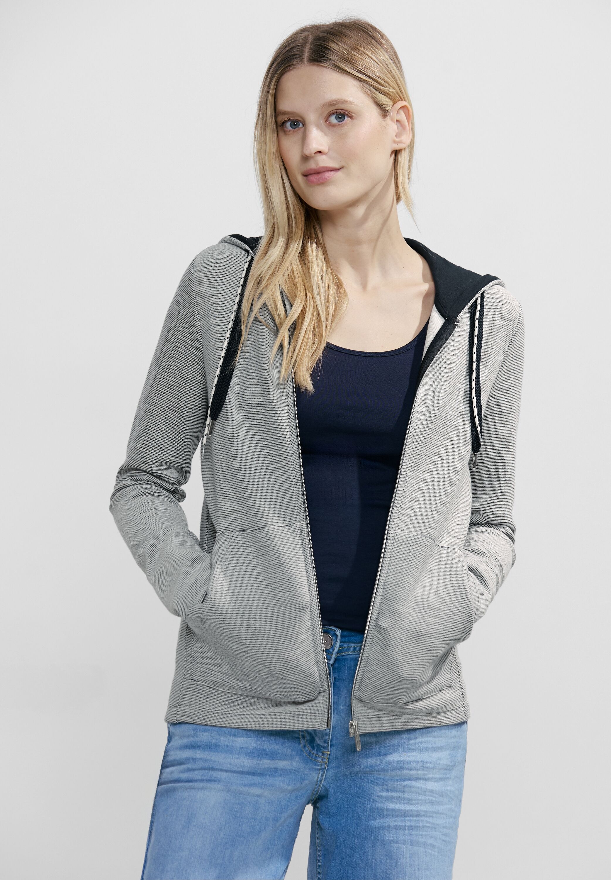 Cecil Kapuzensweatjacke "Stripe Dessin Jacket", mit Kordeln günstig online kaufen