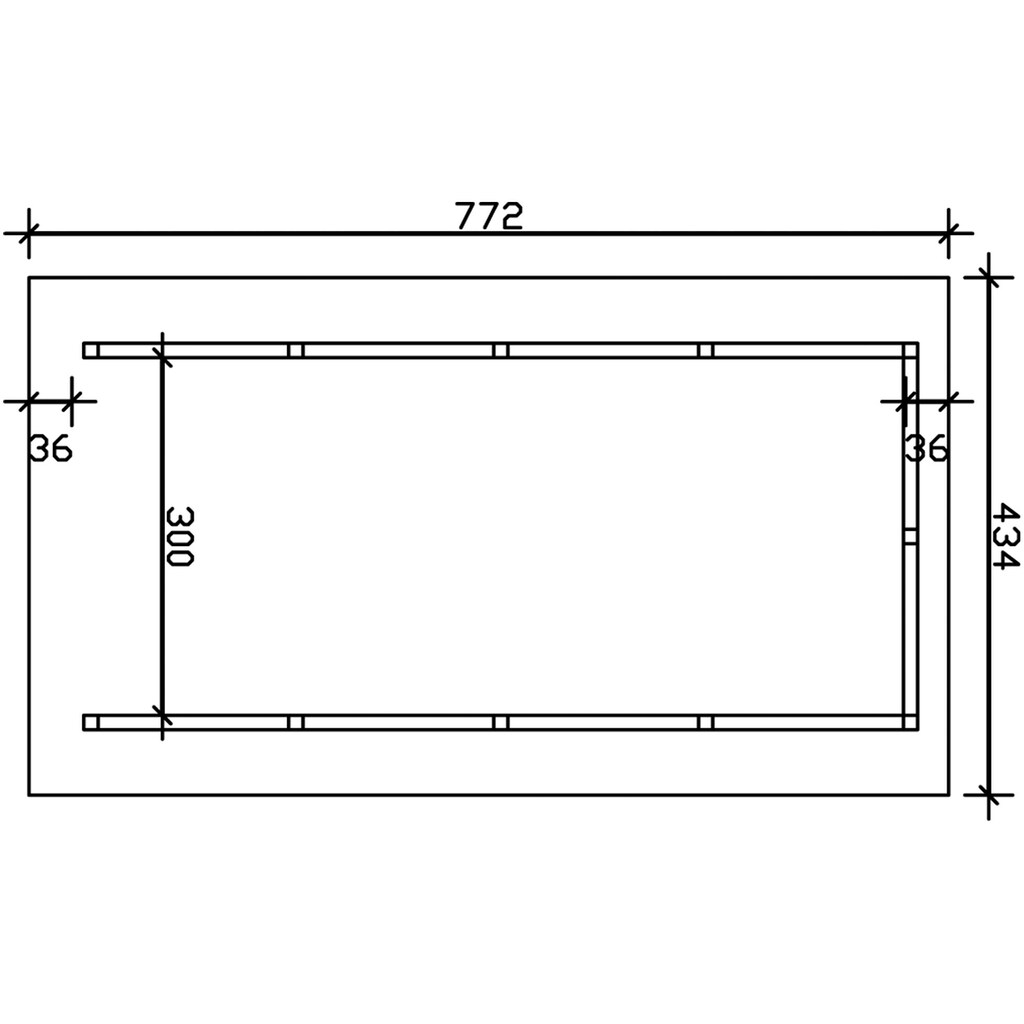 Skanholz Einzelcarport »Schwarzwald«, KVH, Fichte, 300 cm, Nussbaum, 424x772cm mit Rückwand und Dachschalung