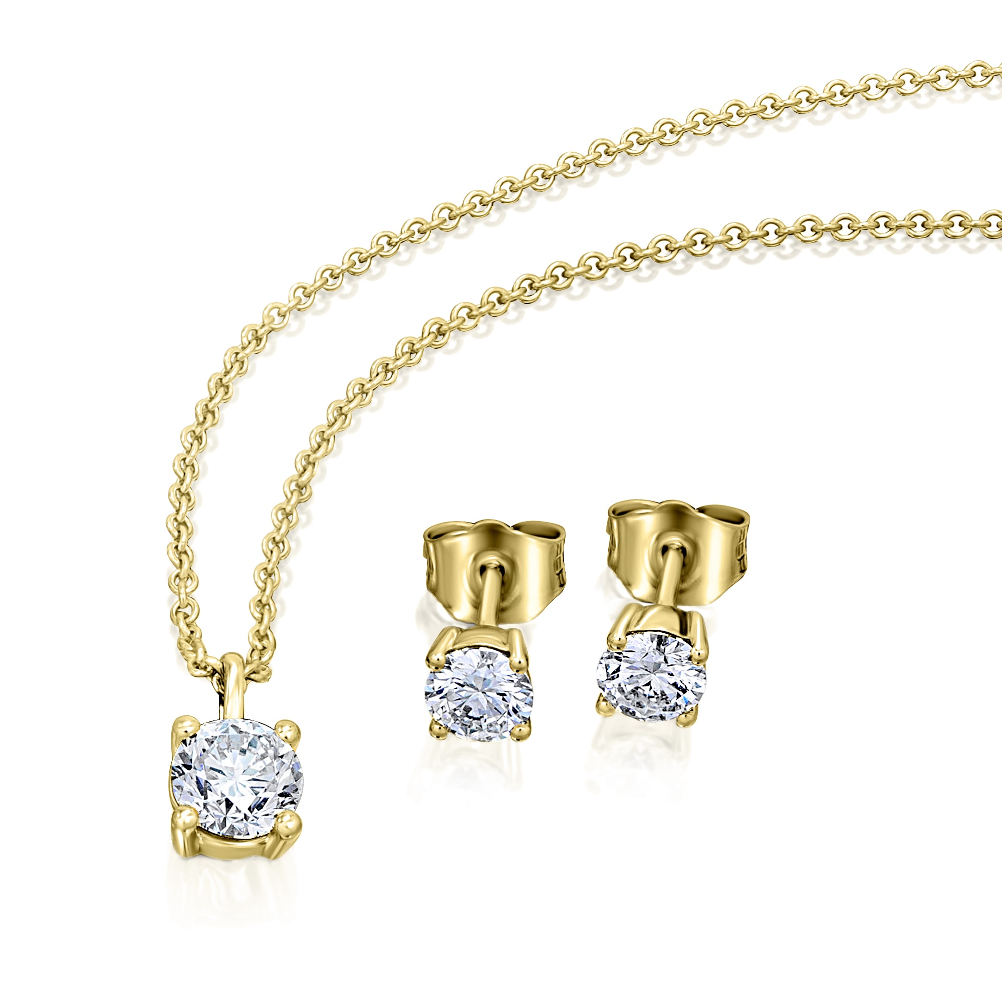 ONE ELEMENT | 585 - Anhänger Diamant Halskette Set ct Anhänger verstellbarer aus mit bestellen Schmuckset Gelbgold«, BAUR Brillant für Kette mit Damen »0.3