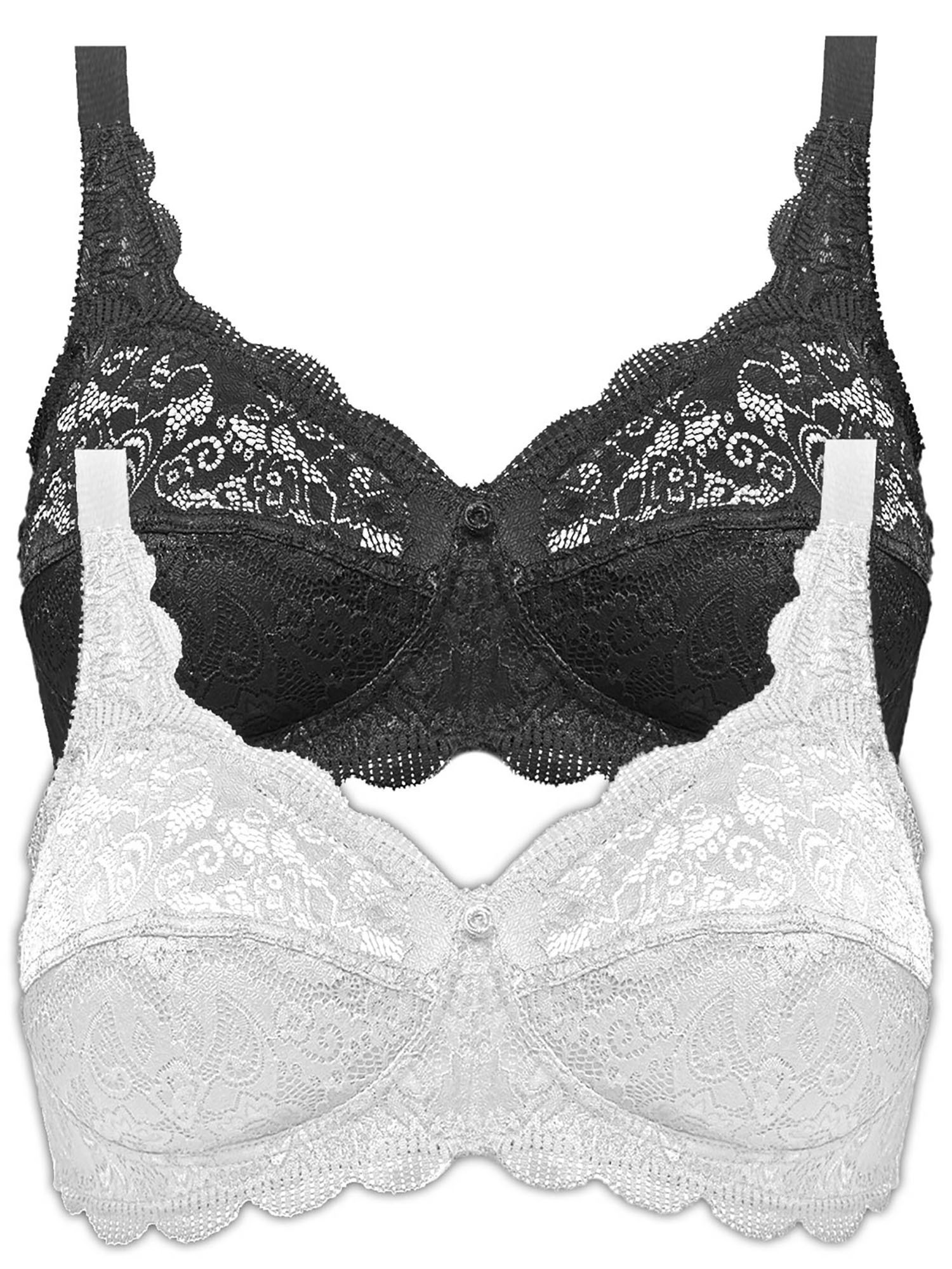 SUSA Damen Bügelloser BH "2er Pack BH ohne Bügel Latina", Gr. 85, bunt, Spitze, Obermaterial: 77% Polyamid PA. 15% Baumwolle CO. 8% Elasthan EL., BHs