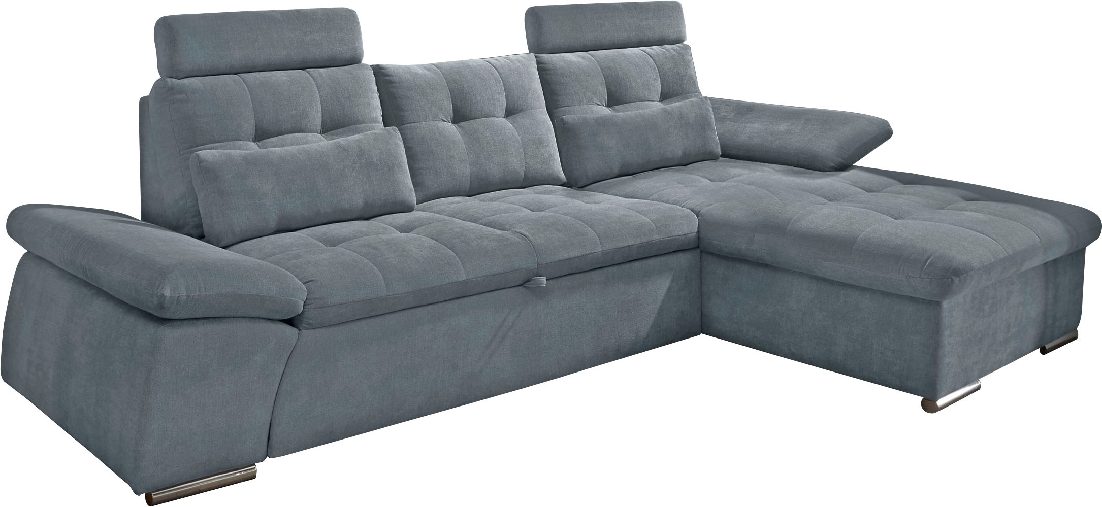 ED EXCITING DESIGN Ecksofa »Nalo L-Form«, mit Bettfunktion, Armteilverstellung, Kopfstützen & 2 Nierenkissen