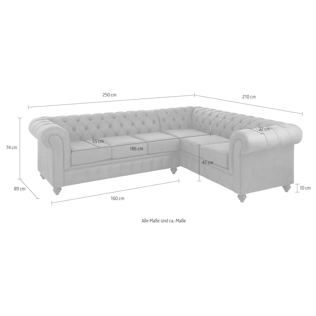 Home affaire Chesterfield-Sofa »Chesterfield Ecksofa, auch in Leder L-Form«, hochwertige Knopfheftung, langer Schenkel links oder rechts wählbar