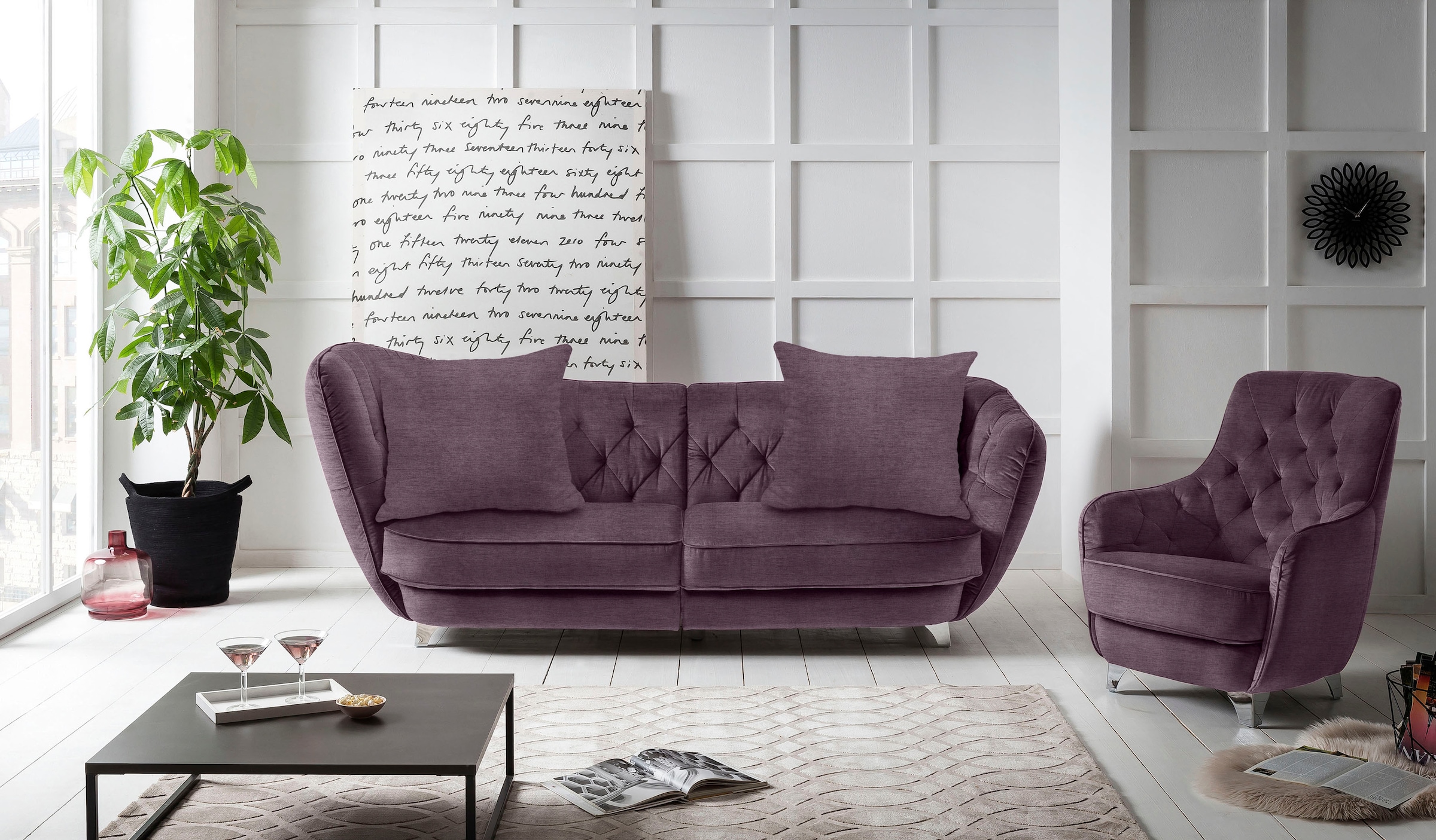 Leonique Big-Sofa »Retro«, stylischer Hochlehner