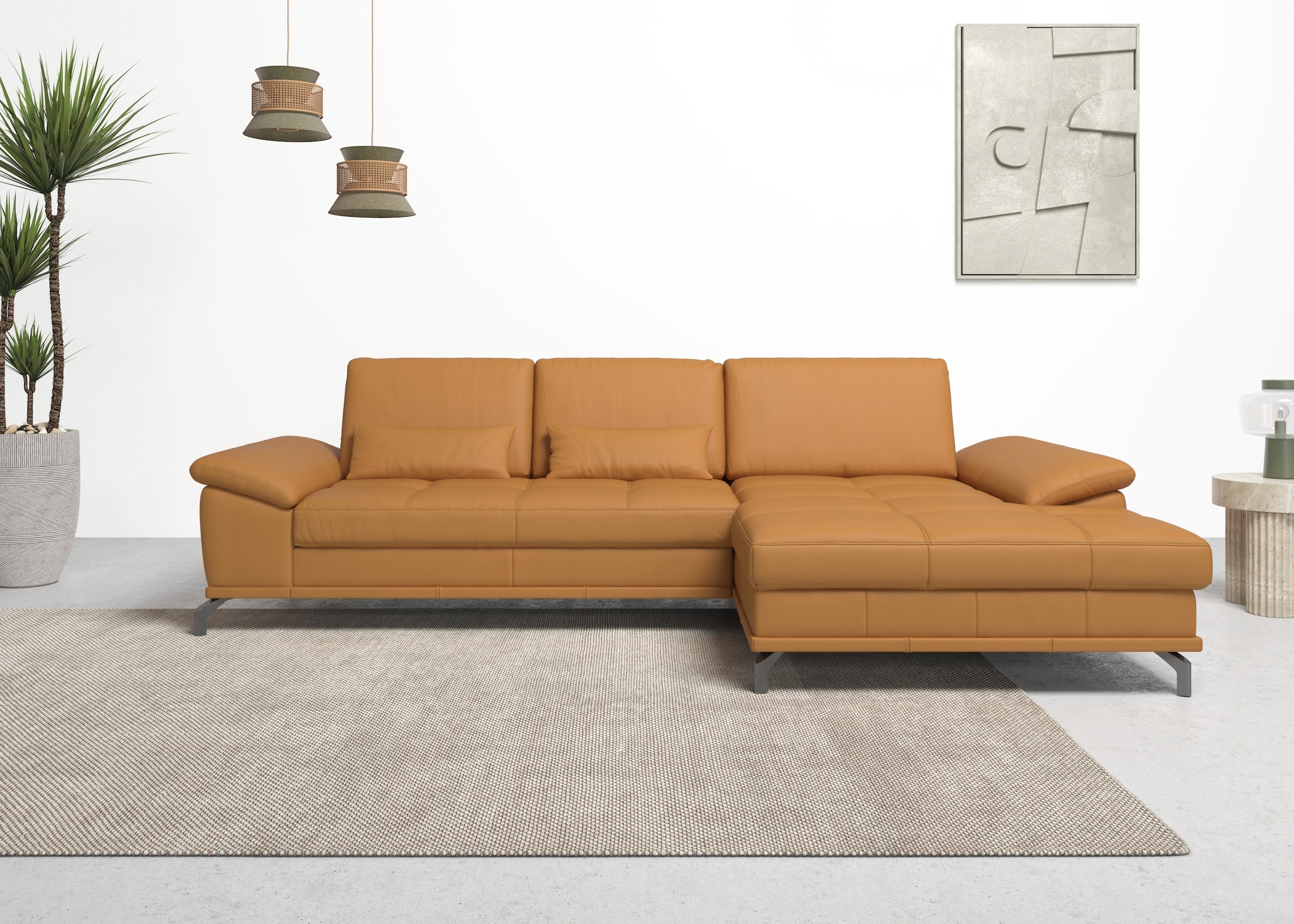 OTTO home Ecksofa "Costello L-Form, B: 301cm, Sitztiefen & Armteilverstellung, Federkern" 3 Nierenkissen, optional Schlaffunktion & Bettkasten