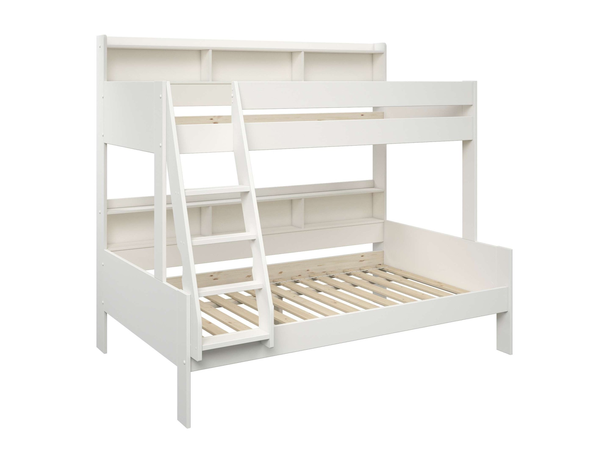 OTTO home Etagenbett "Jaime II, Stockbett, viel Stauraum, mit Regalen, Massivholz mit MDF" Oberes Bett 90x200cm, unteres Bett 120x200cm, breite Liegefläche unten, FSC, Made EU, 3. Schlafgelegenheit optional