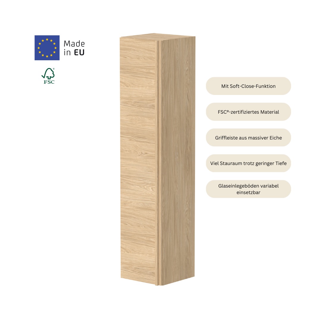 welltime Hochschrank »Only«, Breite 35 cm, Höhe 160 cm, mit Soft-Close-Funktion, FSC®