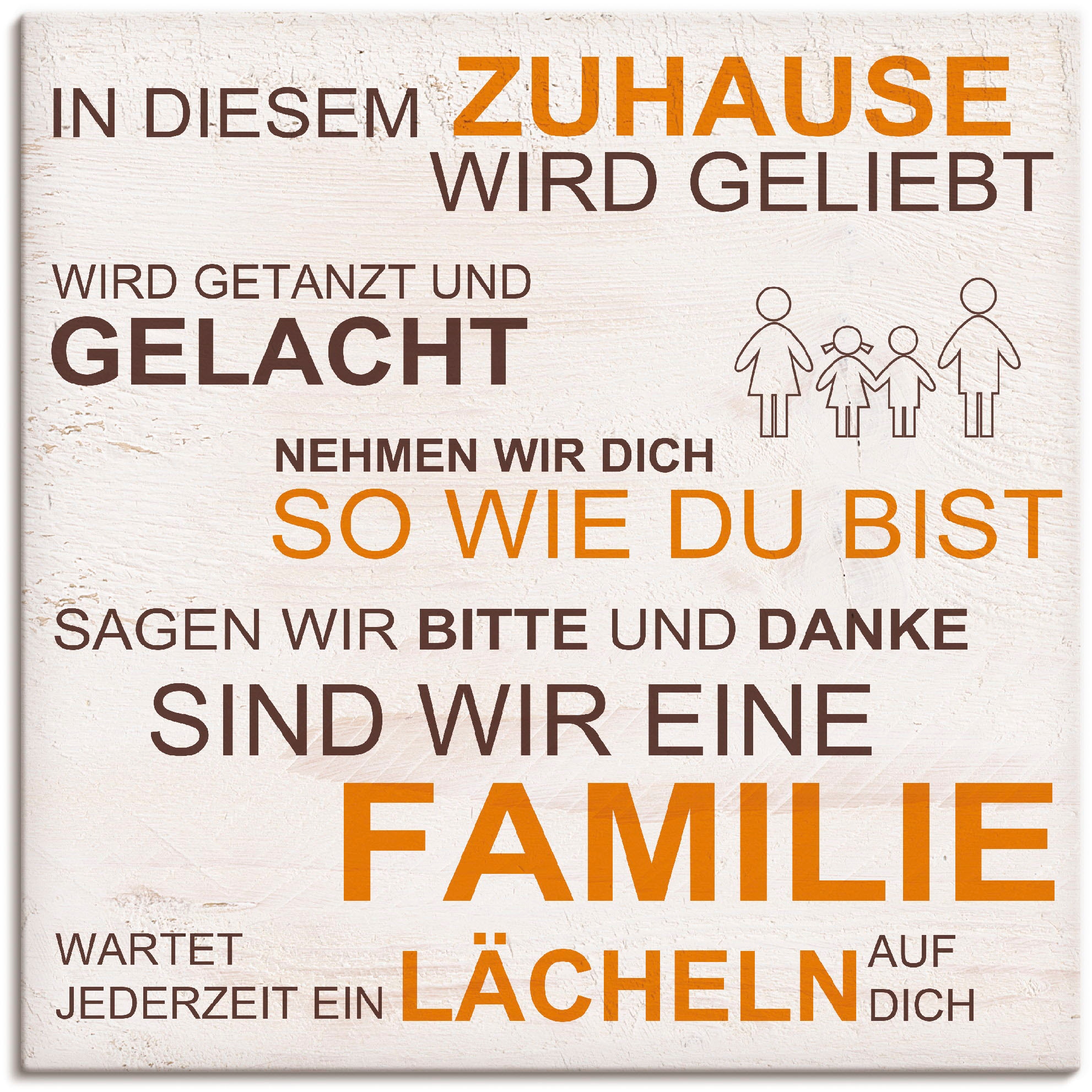 Artland Leinwandbild "In diesem Zuhause - beige" Sprüche & Texte 1 Stk. tlg. auf Holzrahmen gespannt