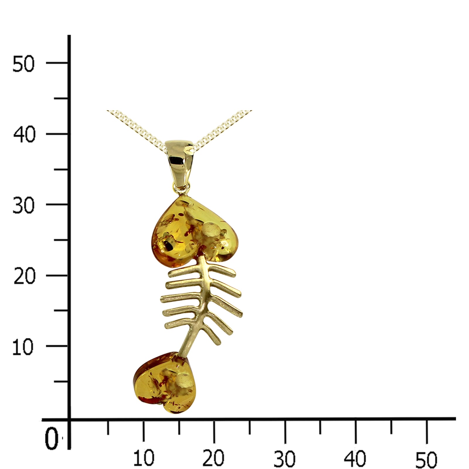 OSTSEE-SCHMUCK Kette und Anhänger Set »- Fisch 35 mm - Gold 333/000 - Bernstein«