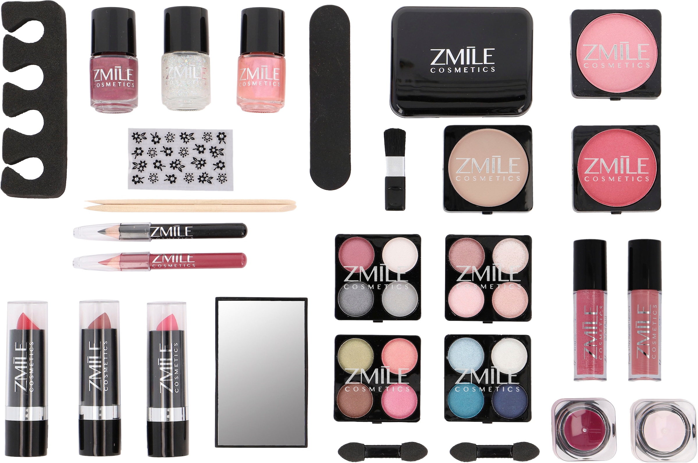 ZMILE COSMETICS Schmink-Koffer »Acrylic'«, (42 tlg.), 42 Teile für Augen, Lippen, Wangen und Nägel.