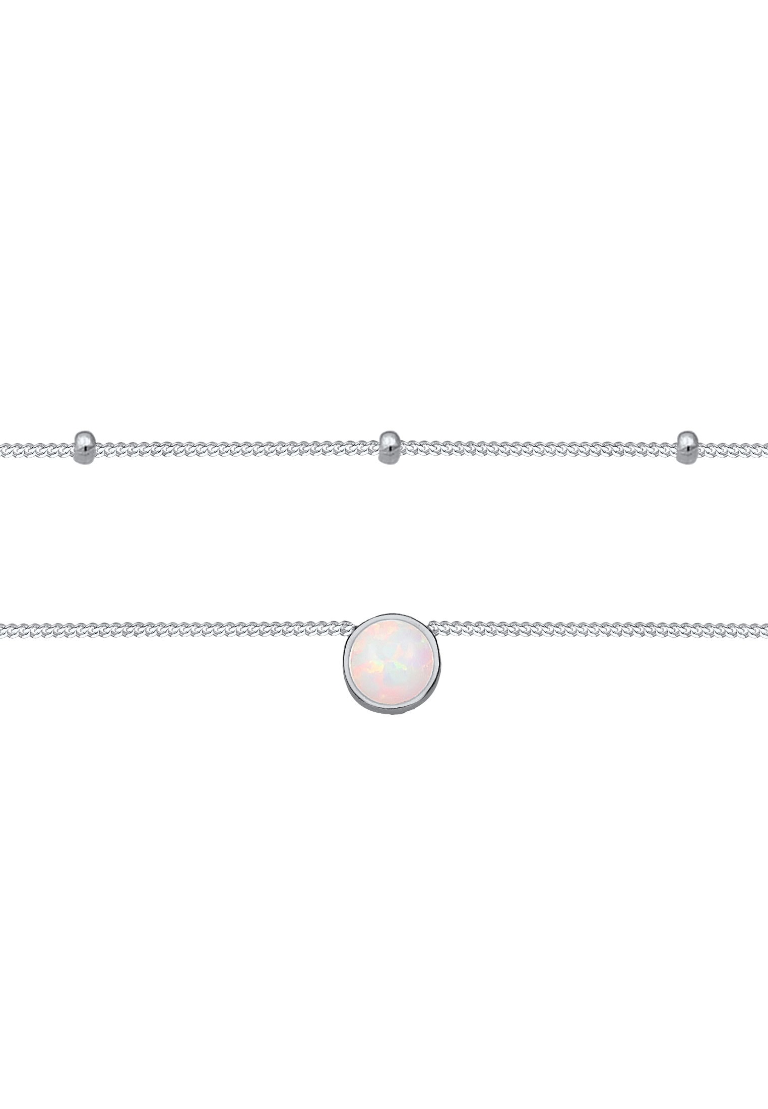 Elli Choker »Halskette Choker Layer Opal Kugelkette 925 Silber«
