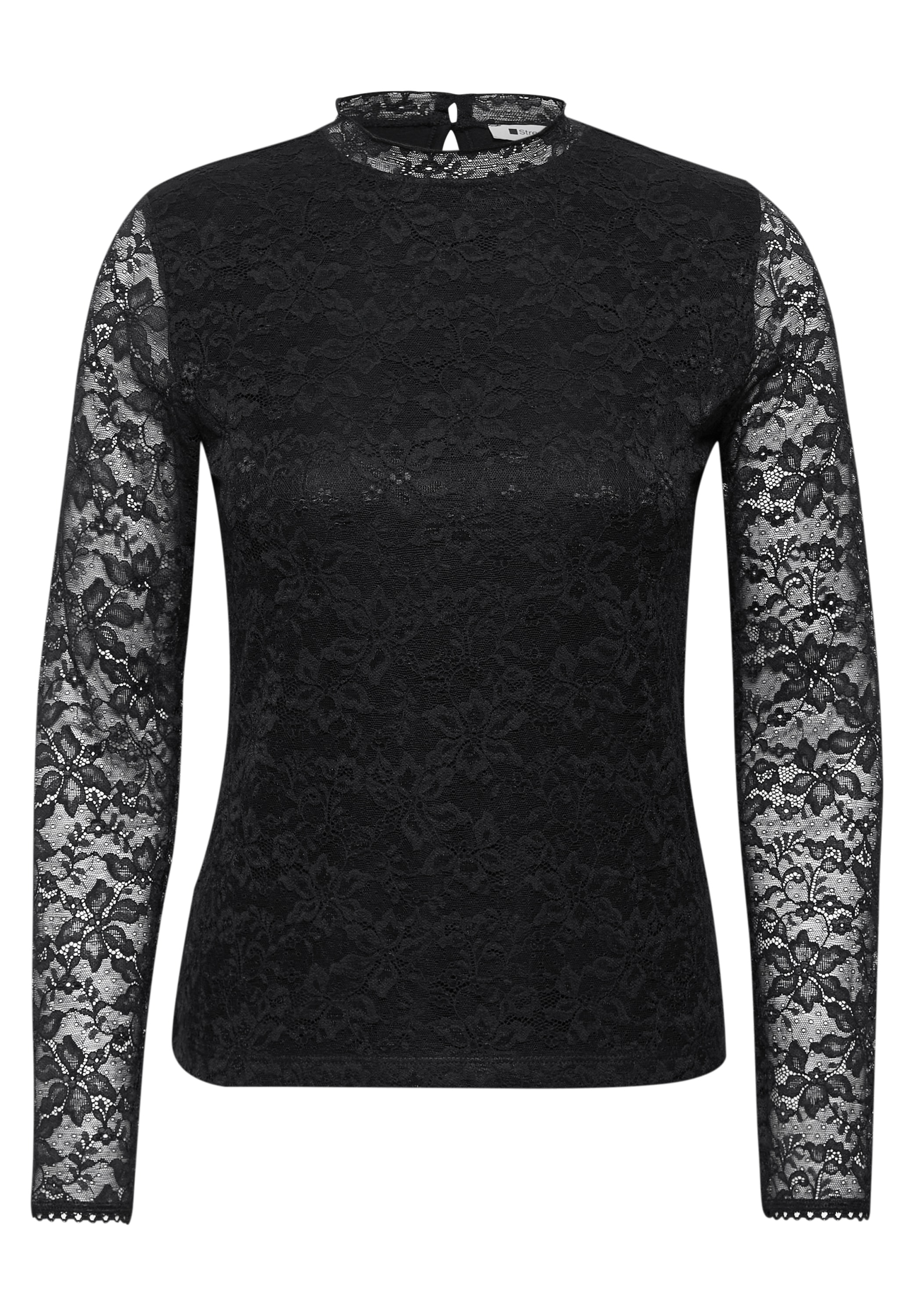 STREET ONE Spitzenshirt aus elastischer Spitze, unifarben