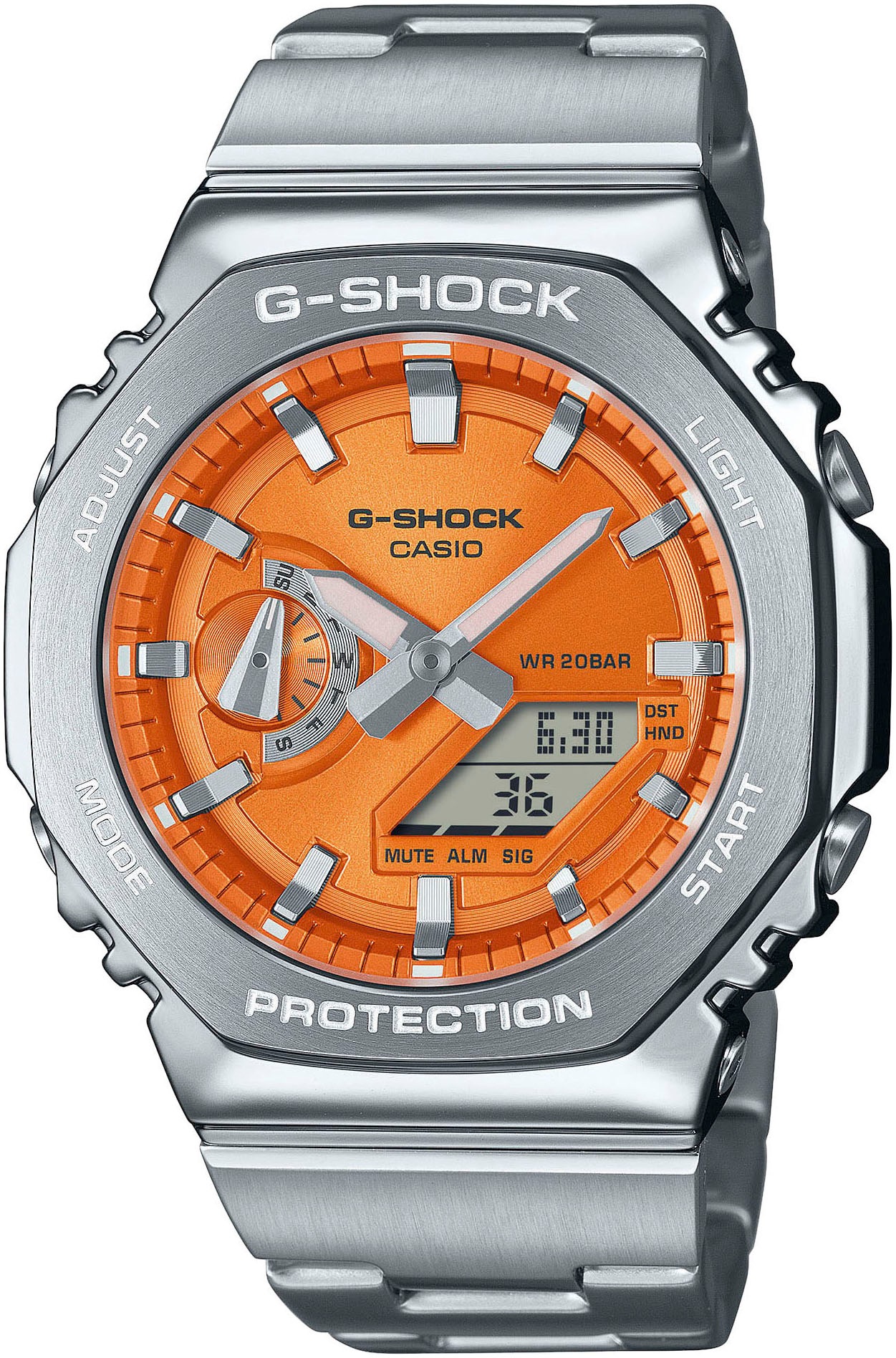 CASIO G-SHOCK Chronograph, Quarzuhr, Armbanduhr, Herrenuhr, Edelstahlarmband, Stoppfunktion