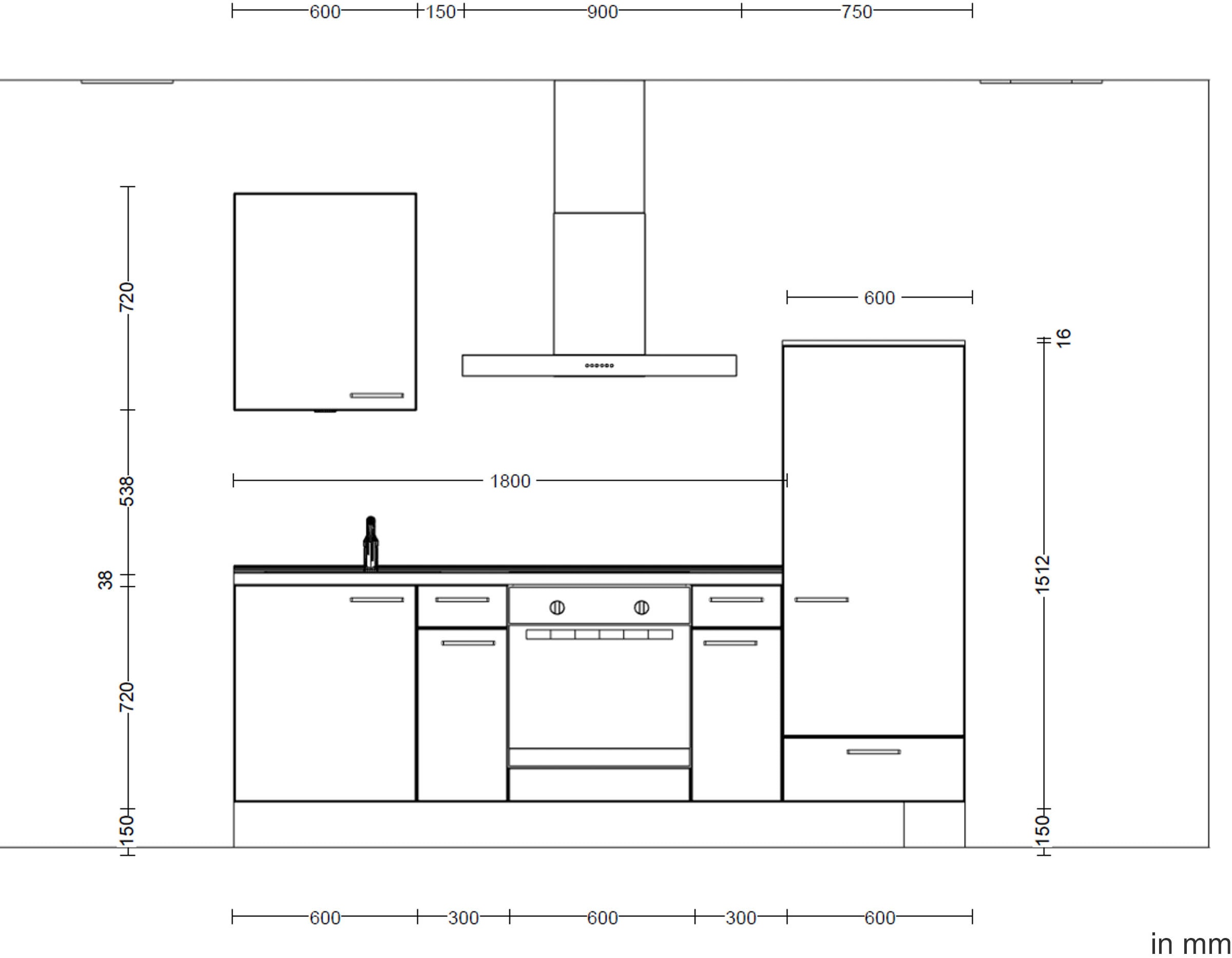 nobilia® Küchenzeile »"Riva I"«, vormontiert, Ausrichtung wählbar, Breite 240 cm, wahlw. mit E-Geräten