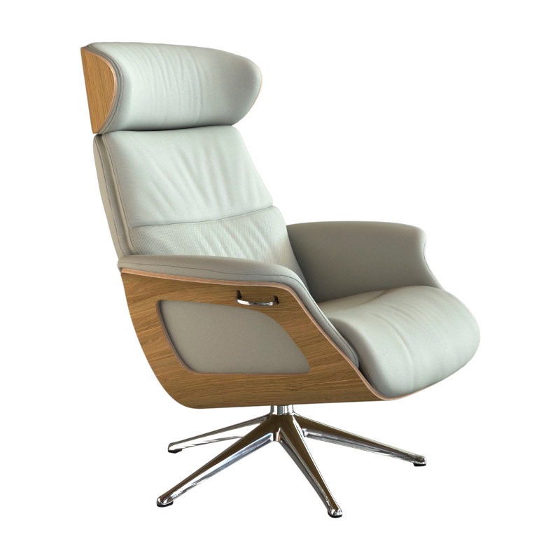 FLEXLUX Relaxsessel »Clement Relaxstuhl, Polstersessel, Liegesessel, TV-Sessel,«, Rücken- & Kopfteilverstellung, Drehbar, Armlehne Eiche, Fuß Alu