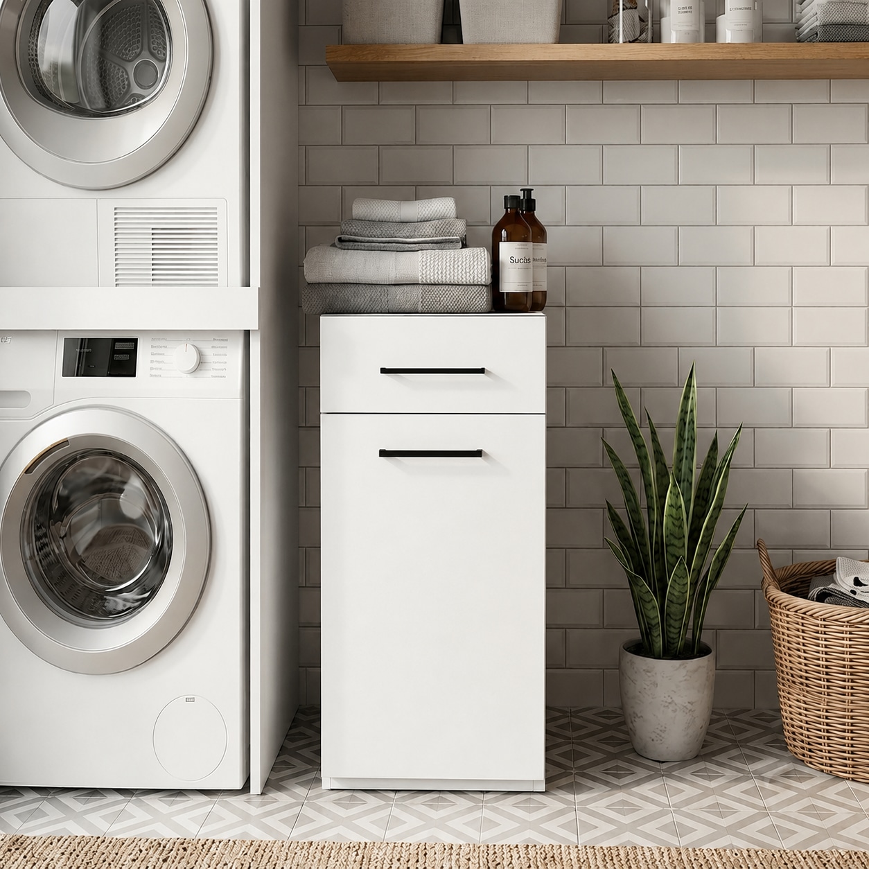 KOCHSTATION Wäscheschrank "KS-Linda" Breite 40 cm, mit integriertem Wäschekorb, 25mm starke Wände