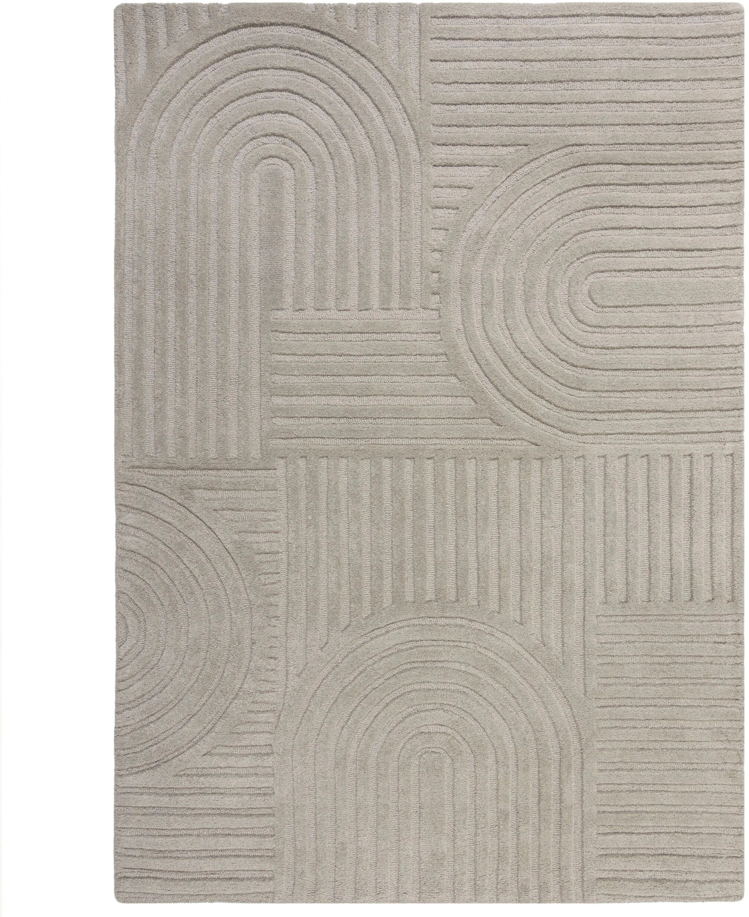 FLAIR RUGS Wollteppich "Zen Garden, modern & mit Linien" 10 mm Höhe 100% Wo günstig online kaufen