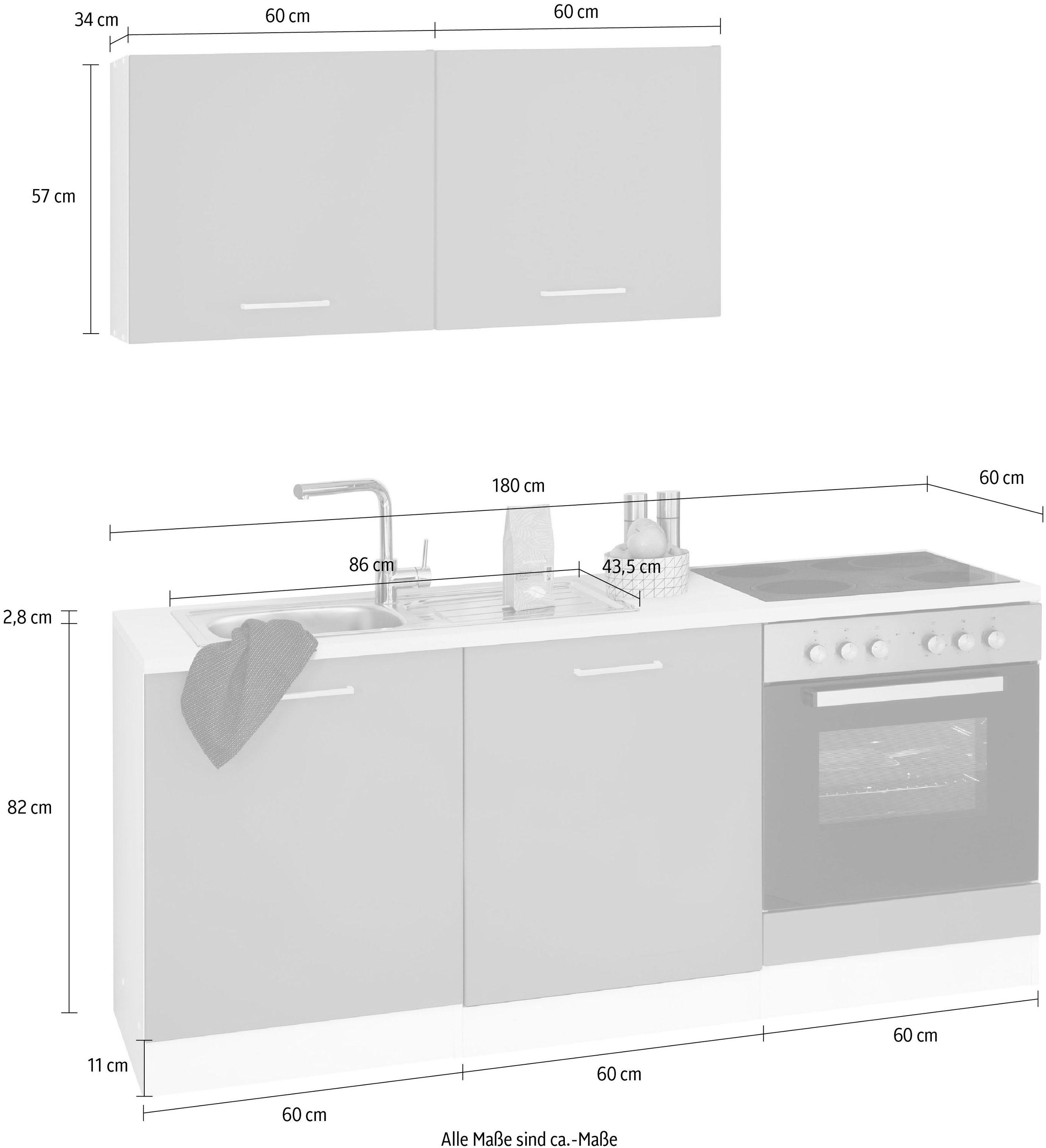 HELD MÖBEL Küchenzeile »Visby«, ohne E-Geräte, Breite 180 cm