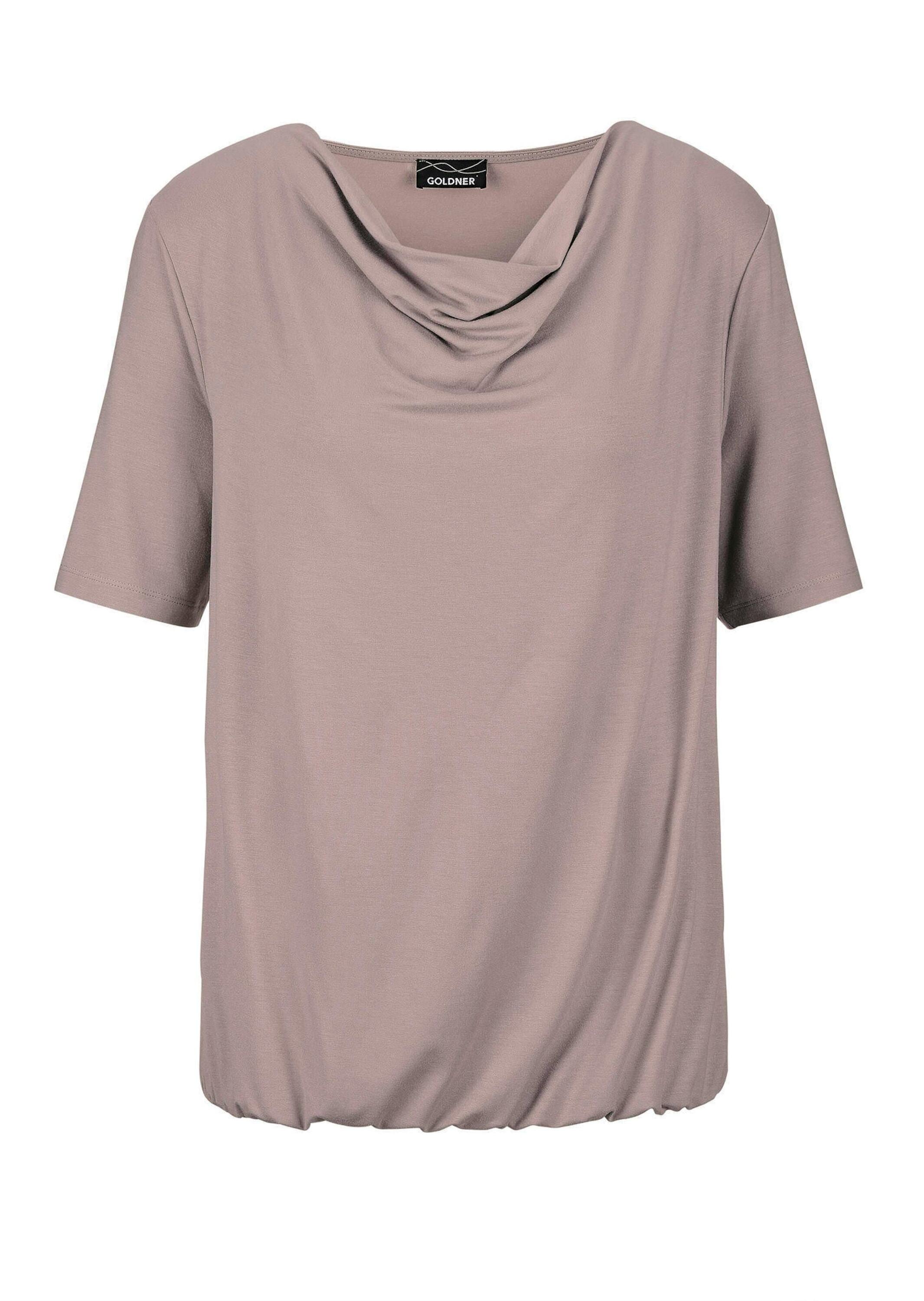 GOLDNER Kurzarmshirt "Kurzgröße Blusenshirt mit Wasserfallausschnitt" Sonstige