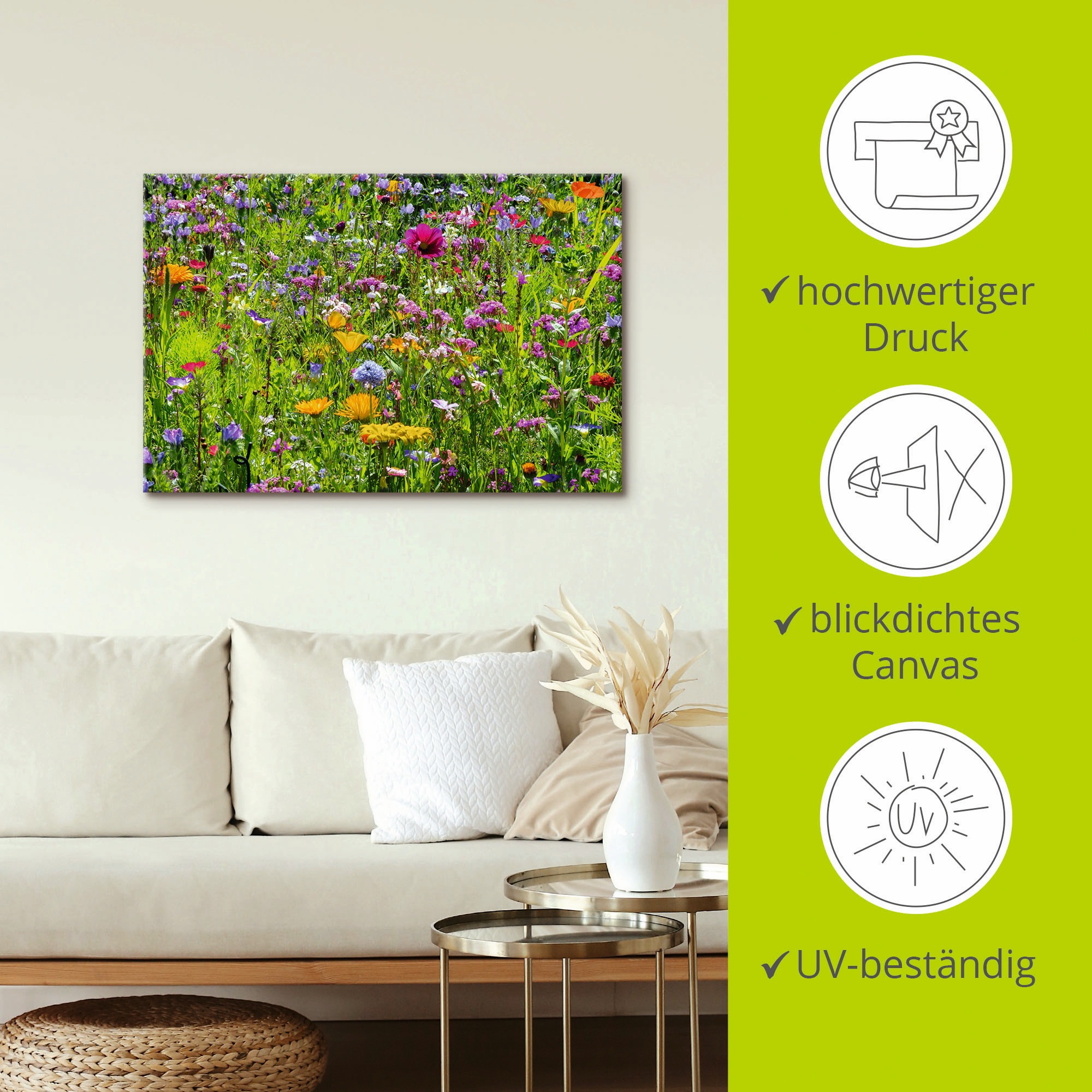 Artland Wandbild »Bunte Blumenwiese«, Blumenwiese, (1 St.), als Alubild, Outdoorbild, Leinwandbild, Poster, Wandaufkleber