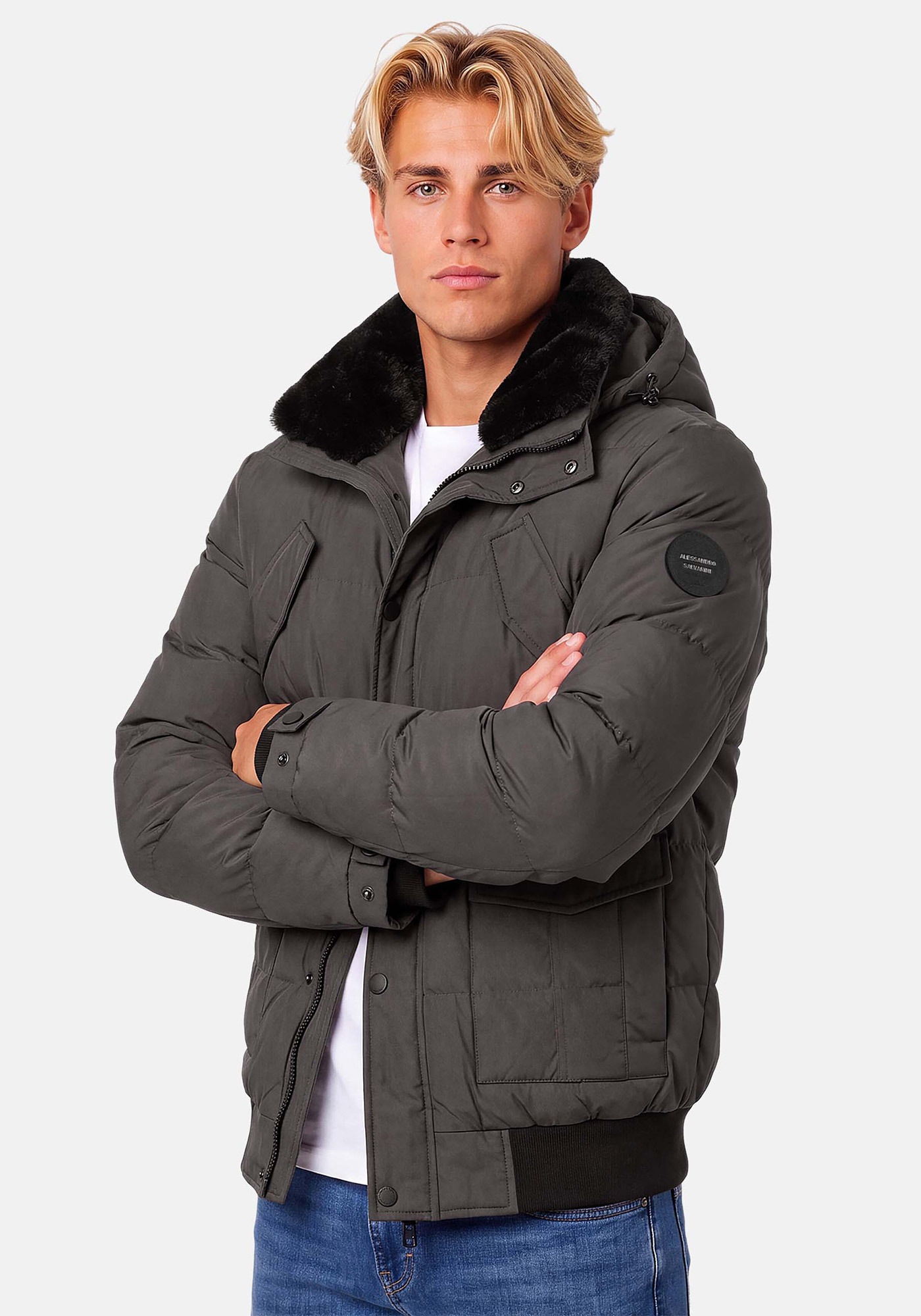 Alessandro Salvarini Winterjacke »ASLeonio« mit warmem Teddyfell und abnehmbarer Kapuze