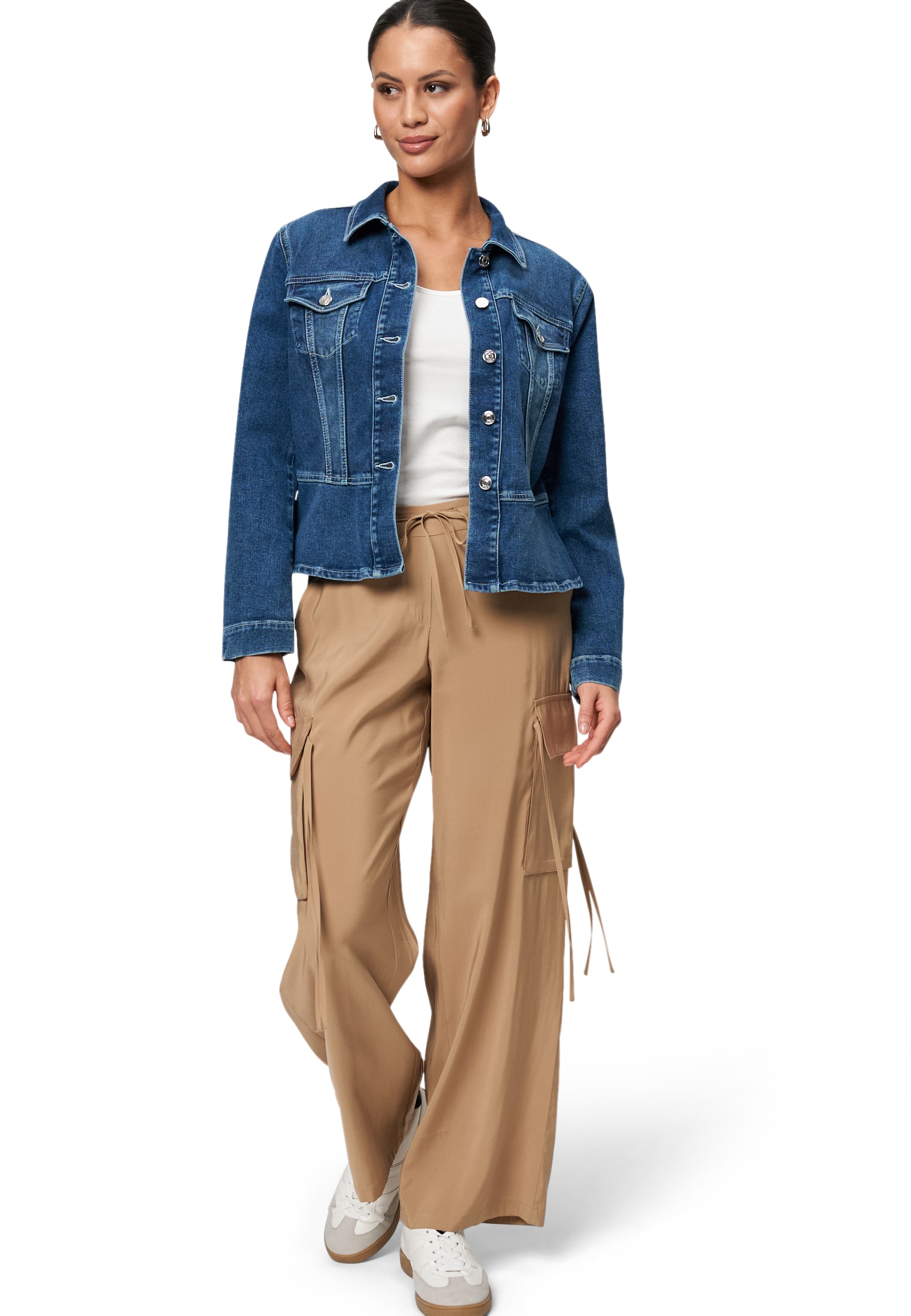 Zero Jackenblazer »zero Jeansjacke mit Klappentaschen«, Knopfleiste
