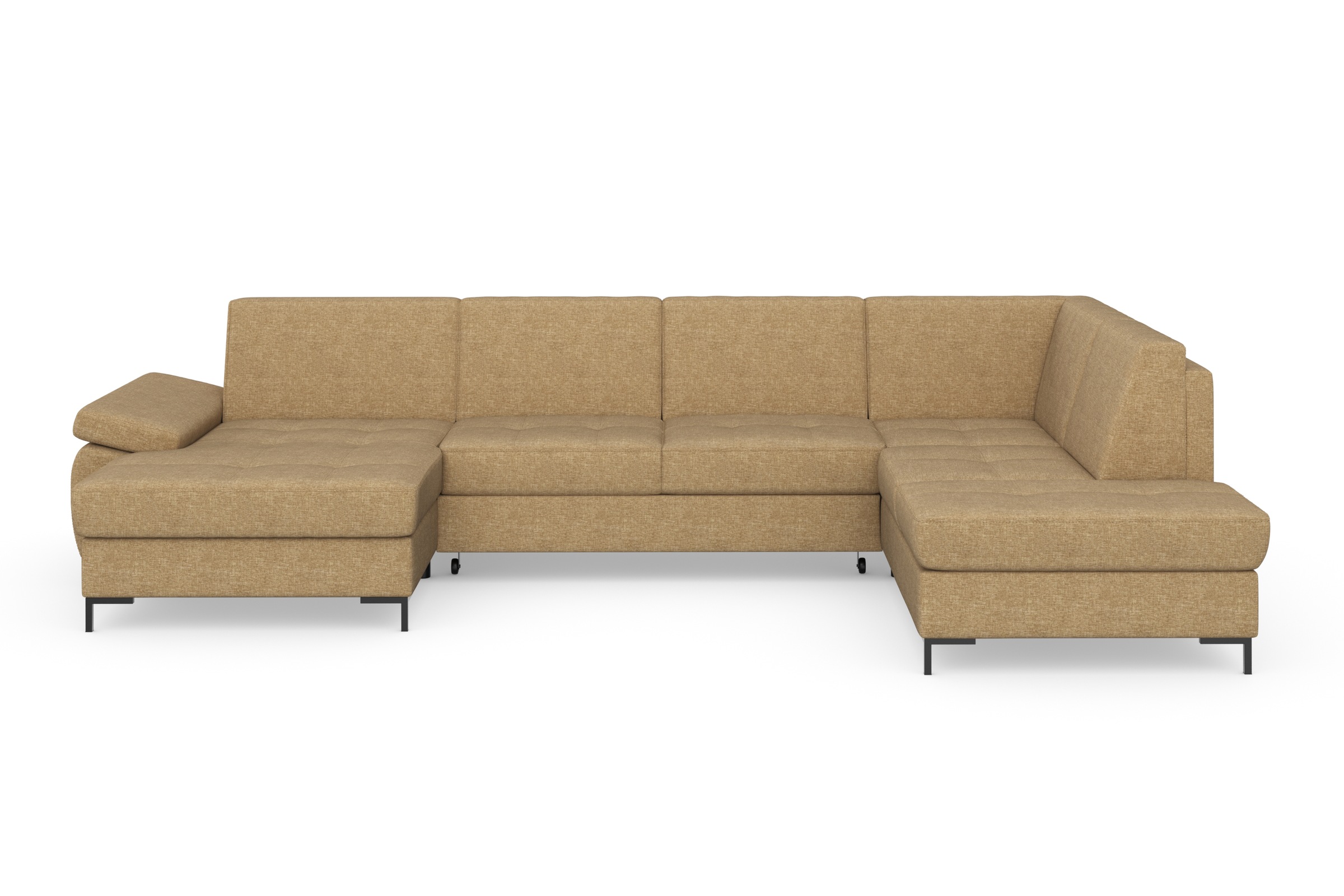 DOMO collection Wohnlandschaft »Capelo, komfortabel, klare Linien zeichnen dieses Design aus, U-Form«, mit Armteilverstellung, wahlweise mit Bettfunktion, Federkern