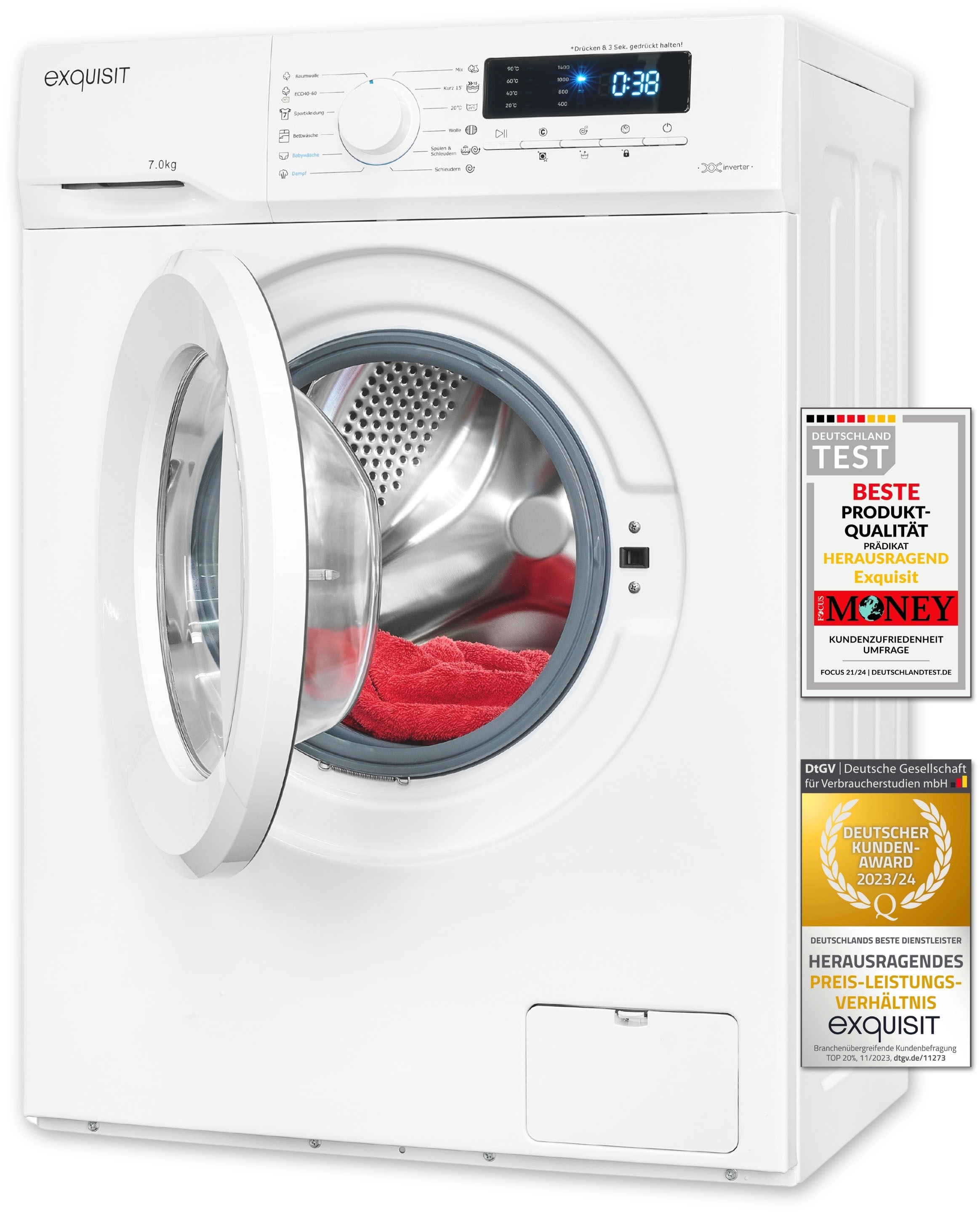 exquisit Waschmaschine "WA7014-020A" 7 kg 1400 U/min Digitales Display, Gro günstig online kaufen