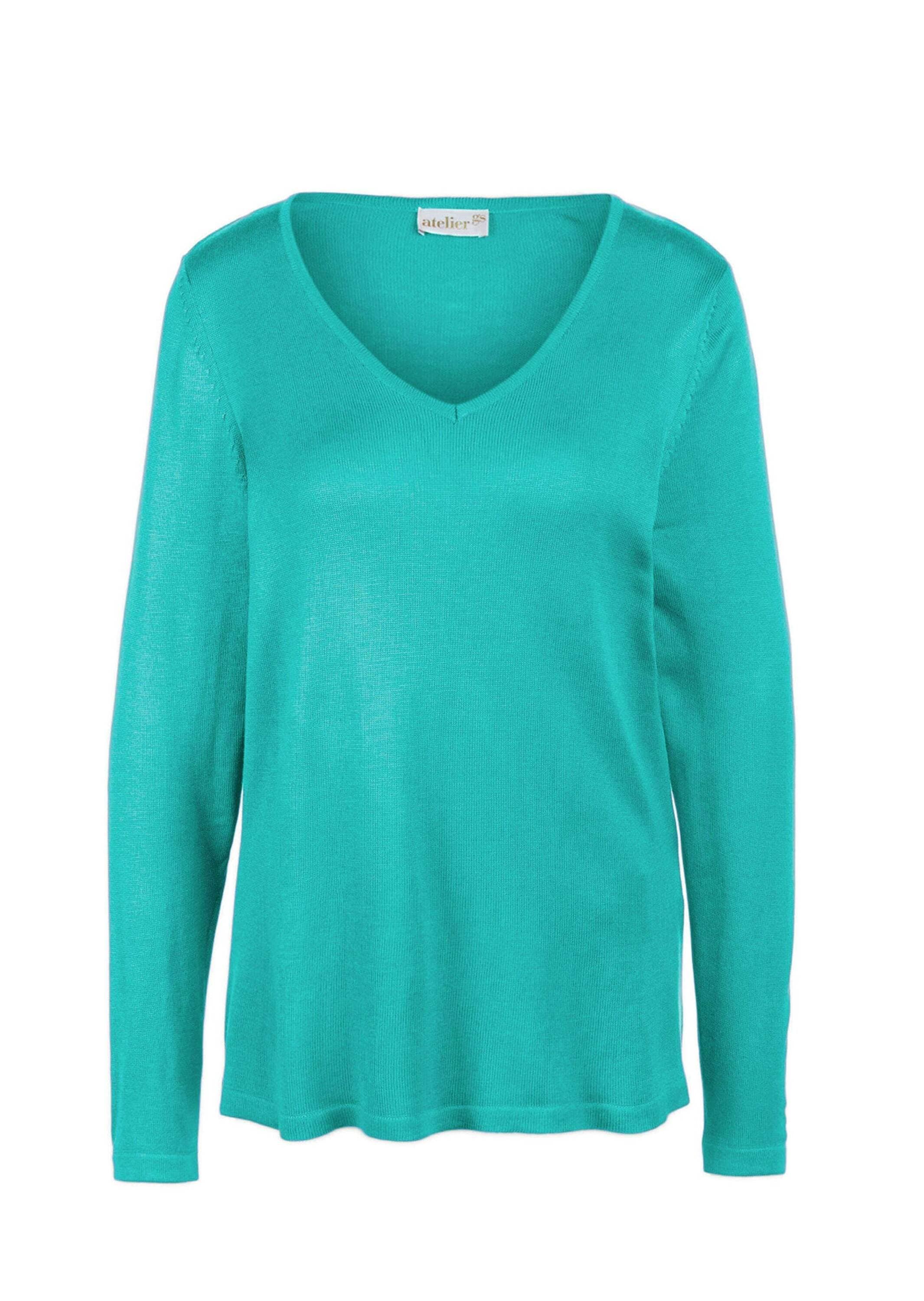 GOLDNER Strickpullover "Kurzgröße Unkomplizierter Pullover mit V-Ausschnitt" Ohne