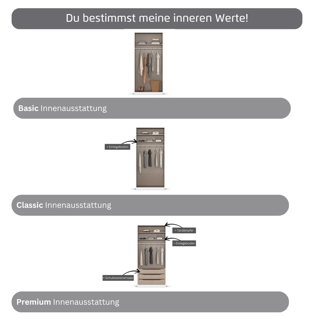 rauch Kleiderschrank »Drehtürenschrank Schrank Garderobe Wäscheschrank Schlafzimmer AVOLA«, (in 3 verschiedenen Ausstattungen BASIC/CLASSIC/PREMIUM), mit hochwertigen Stangengriffen in Schwarz aus Metall MADE IN GERMANY