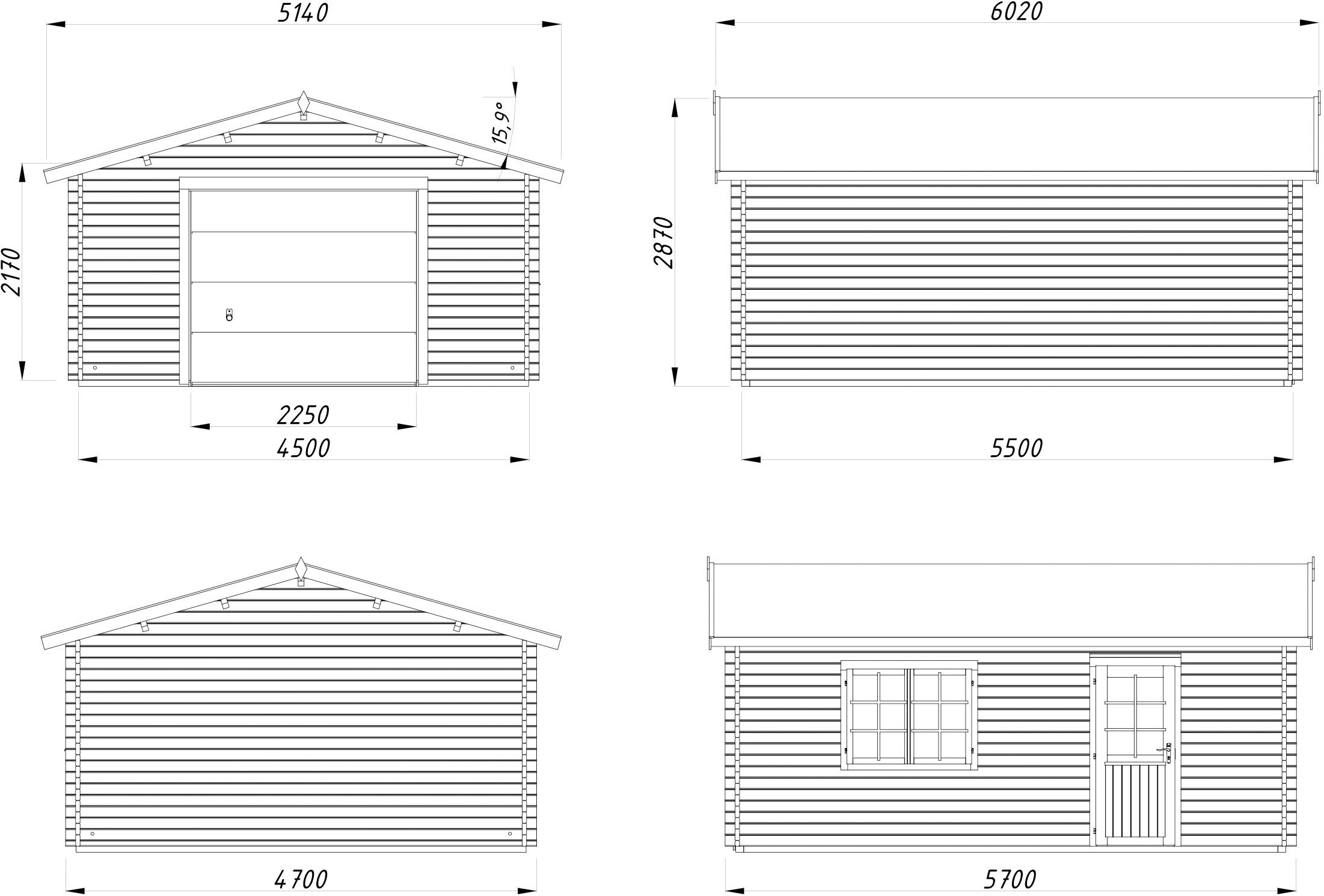 Palmako Garage »Roger, mit Sektionaltor« BxTxH: 514x598x287 cm