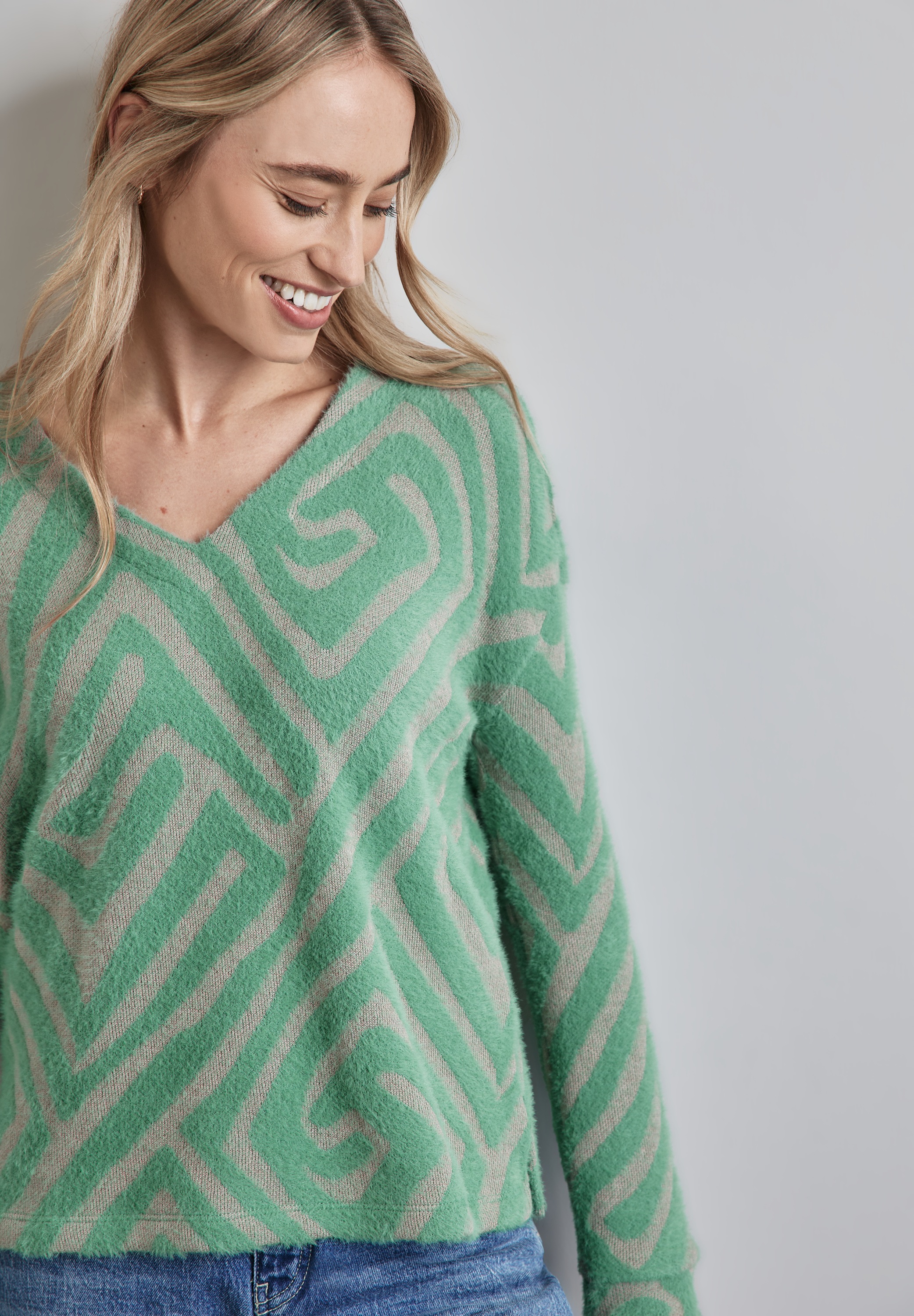 STREET ONE Langarmshirt aus softem Materialmix