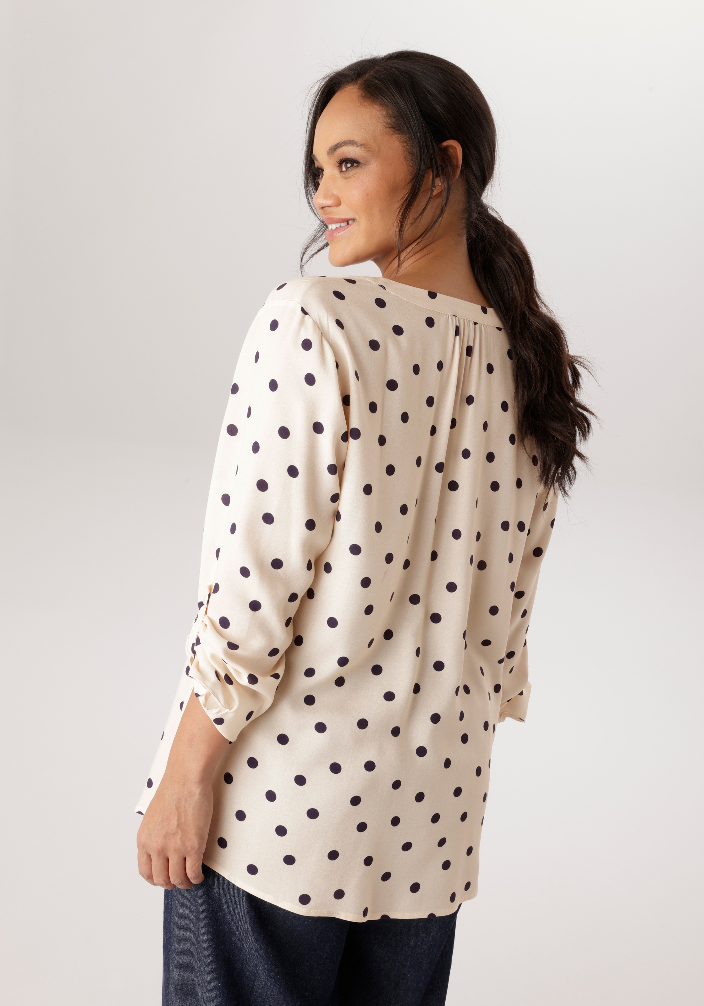 Aniston PLUS Schlupfbluse in trendigem Pünktchendessin - NEUE KOLLEKTION günstig online kaufen