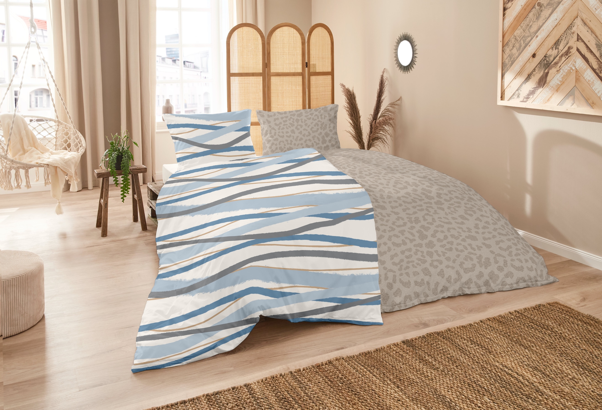 Primera Bettwäsche »Biber-Bettwäsche Whips« 2 Stk. tlg. mit modernen Linien