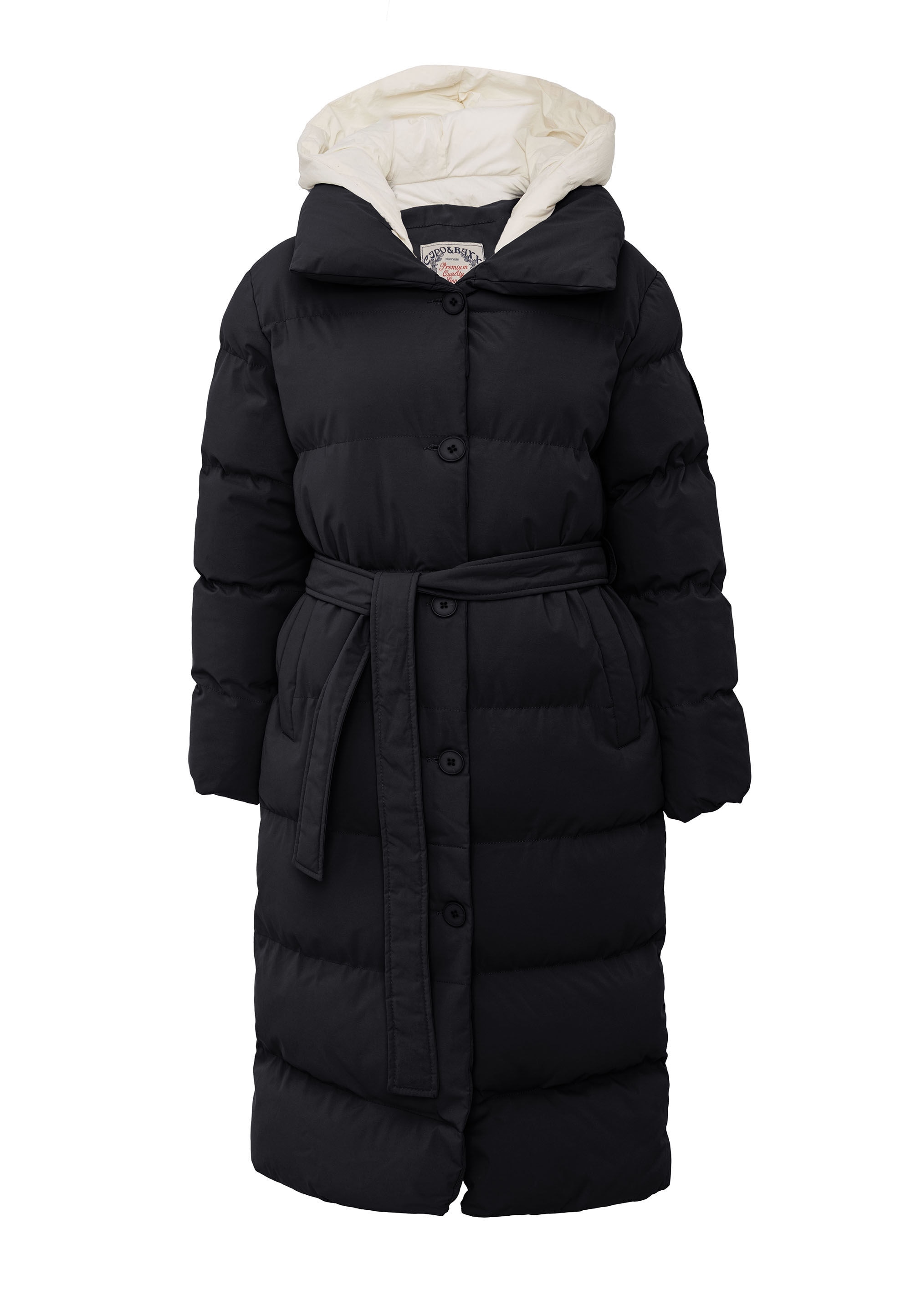 Cipo & Baxx Wintermantel "Cipo & Baxx Winterjacke WM145" mit Gürtel und Kapuze