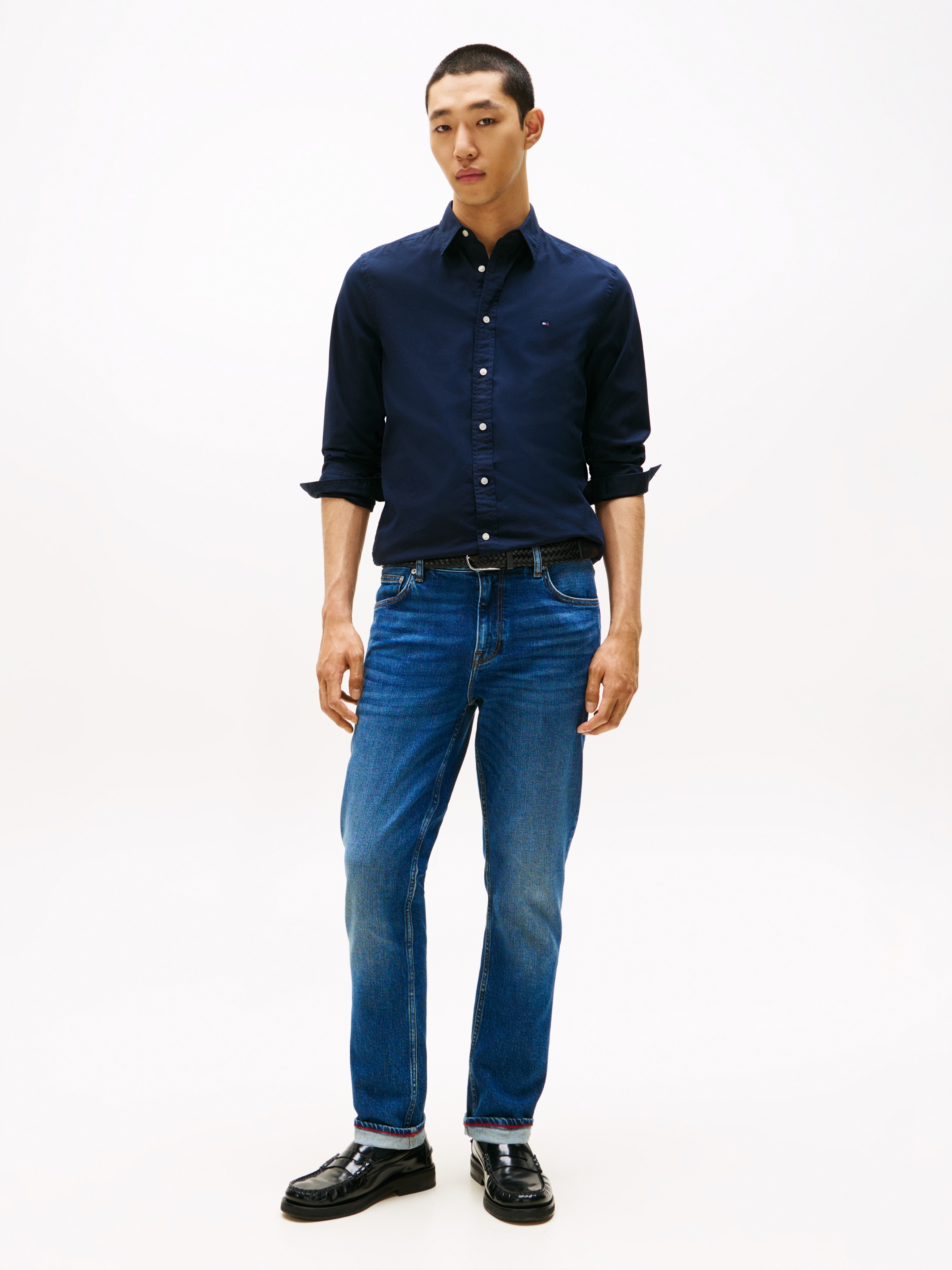 Tommy Hilfiger Langarmhemd »FLEX POPLIN SHIRT« Slim Fit, Kentkragen, Baumwollqualität