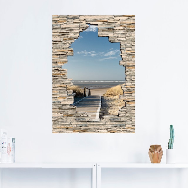 Artland Wandbild »Nordseestrand Langeoog Steg Stein Mauer«, Strandbilder, (1  St.), als Alubild, Leinwandbild, Wandaufkleber oder Poster in versch.  Größen bestellen | BAUR