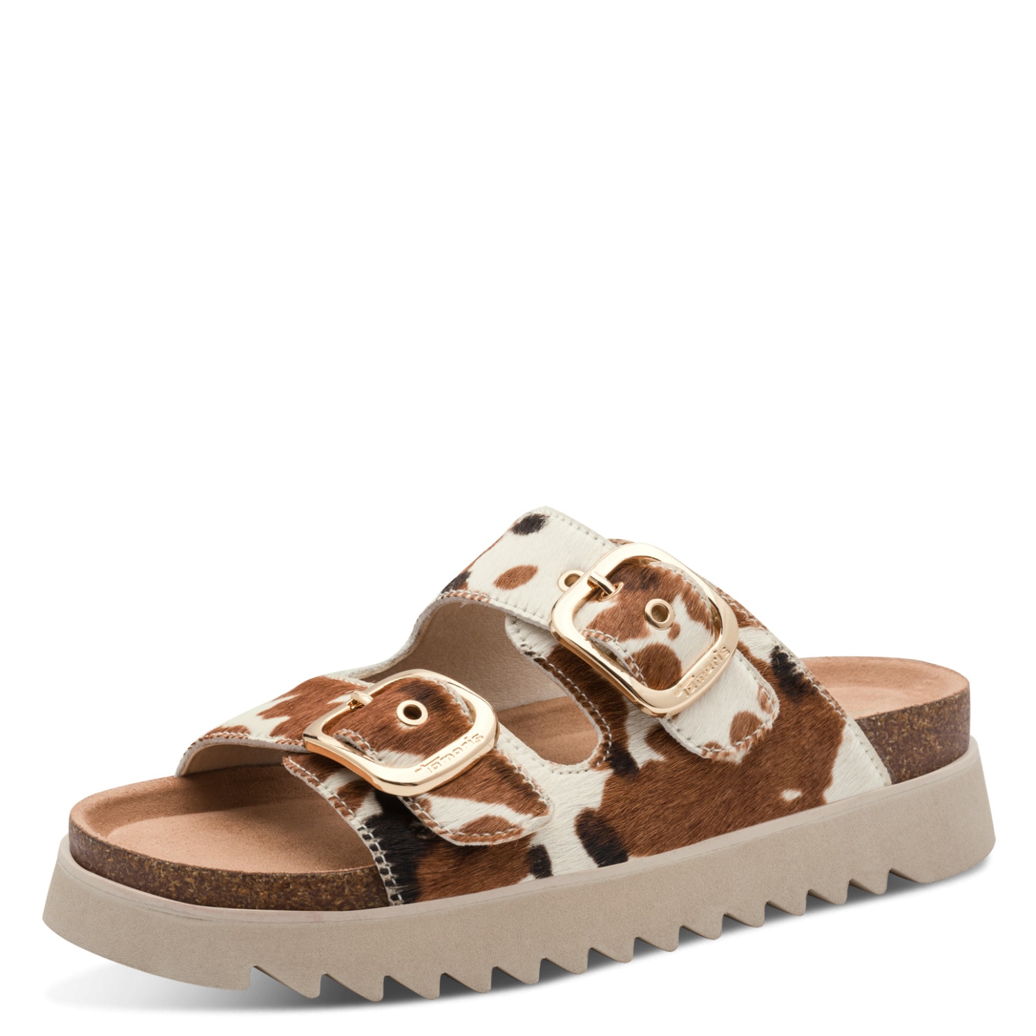Tamaris Pantolette Sommerschuh, Schlupfschuh mit angesagtem Kuhmuster
