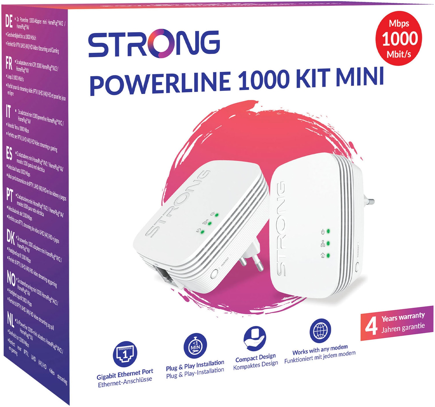 Strong Reichweitenverstärker »Powerline MINI 1000 Mbit/s Set (3 Einheiten)«, (3 St.)
