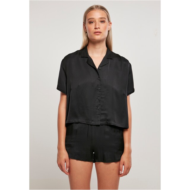 Black Friday URBAN CLASSICS Langarmhemd »Damen Ladies Viscose Satin Resort  Shirt«, (1 tlg.) | BAUR