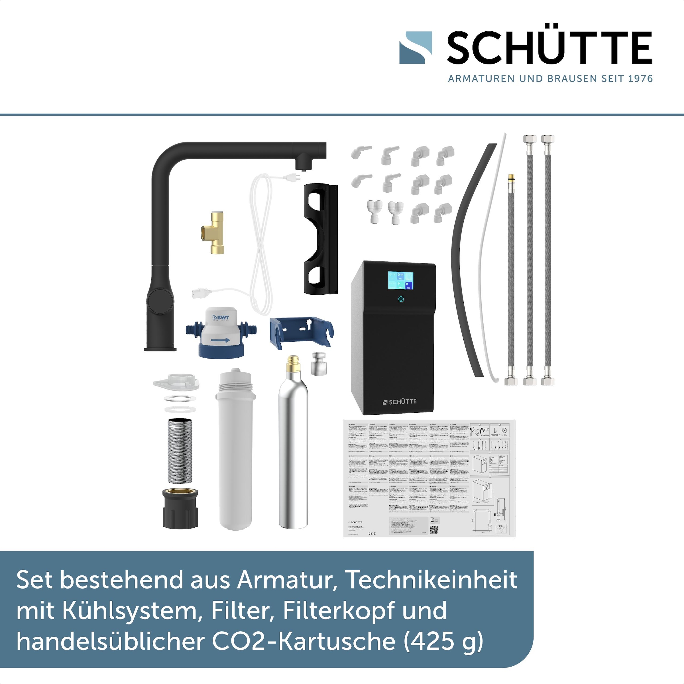 Schütte Spültischarmatur »»AQUASTAR PREMIUM« Sprudelwasser-Spültischarmatur«, mit Kühlsystem, Filter, Filterkopf und handelsüblicher CO2-Kartusche