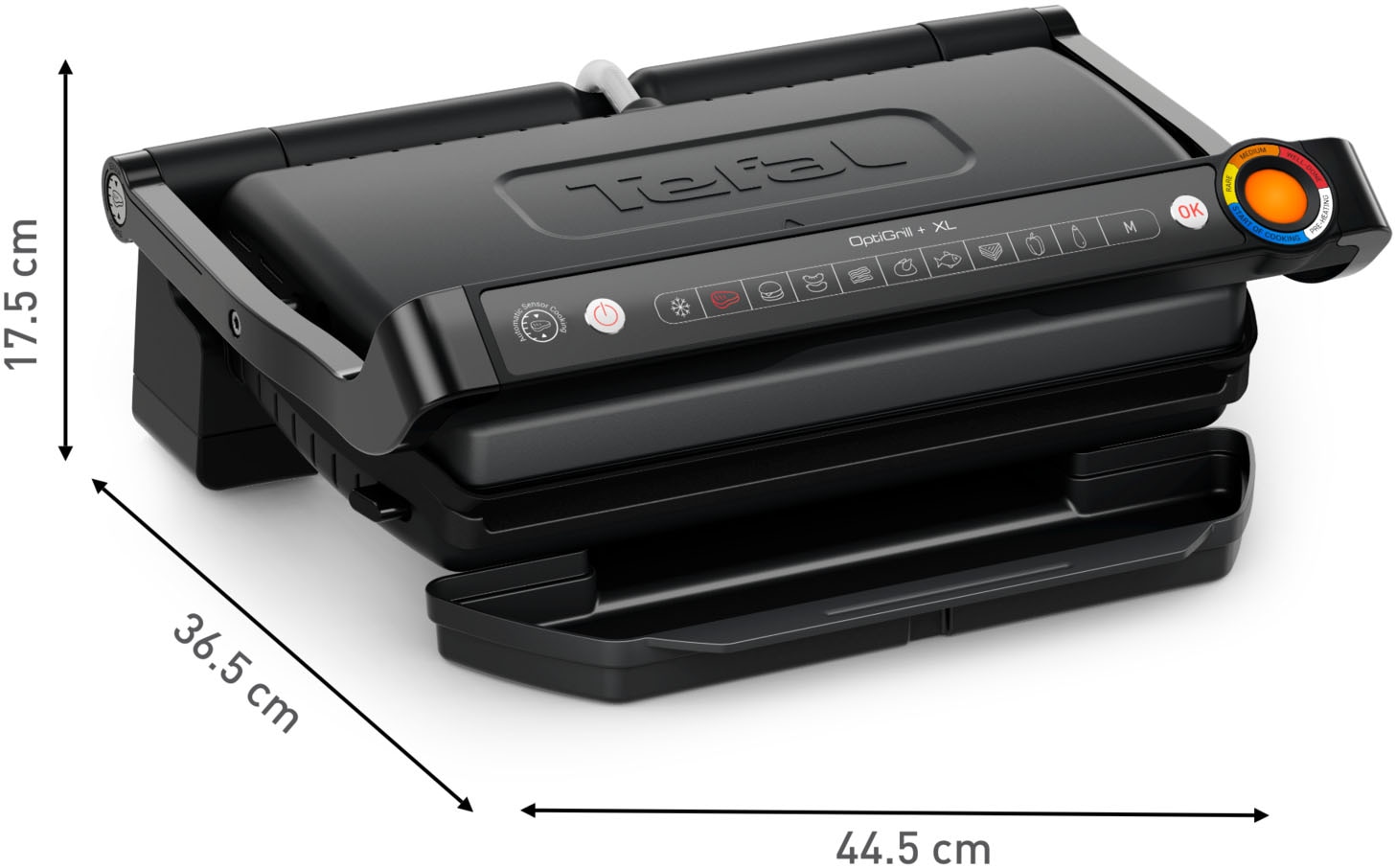 Tefal Kontaktgrill »OptiGrill+ XL, erneuerte Kochstufenanzeige, 9 automatische Programme«, 2000 W, ein manuelles Programm, spülmaschinengeeignete Platten, GC7278