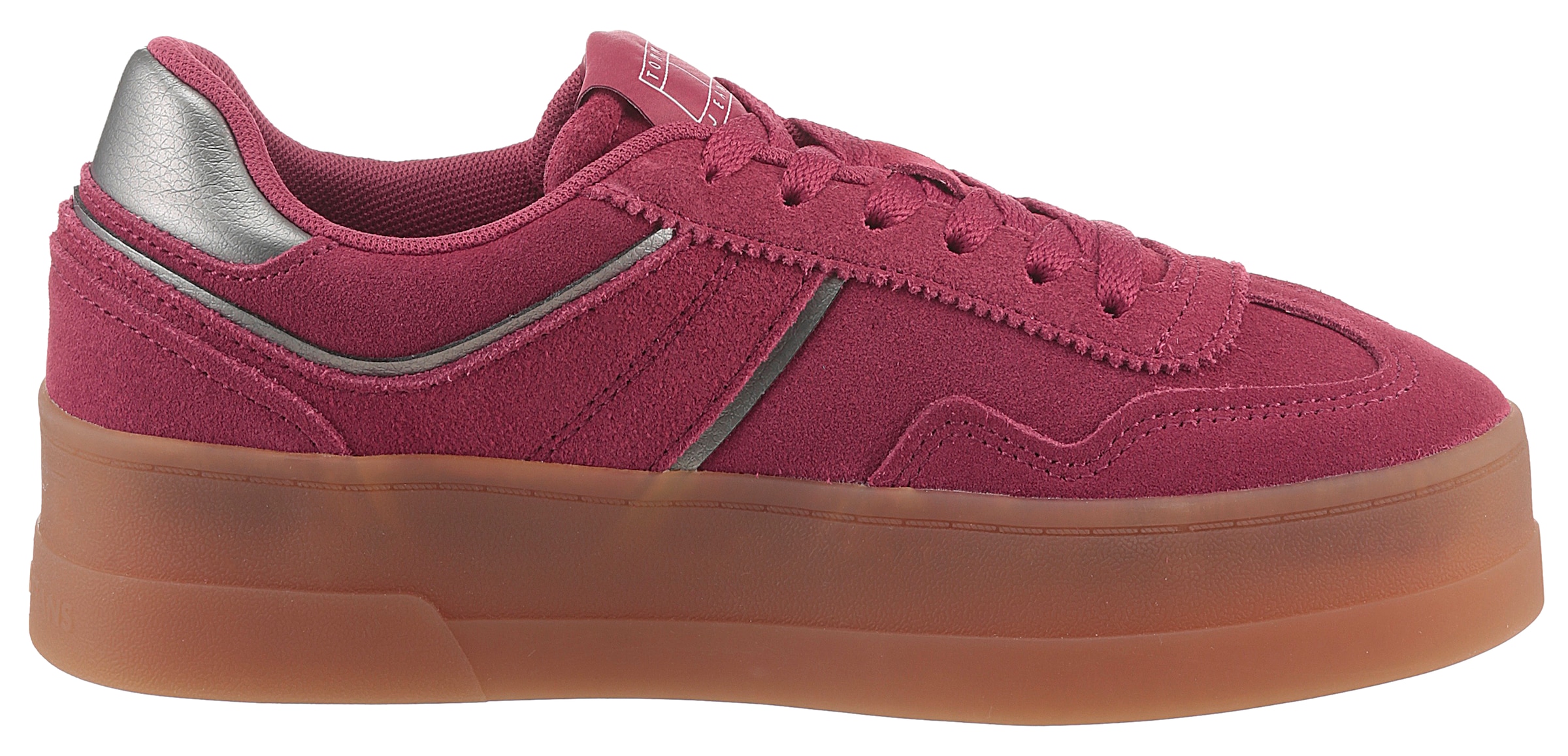 Tommy Jeans Plateausneaker »THE GREENWICH FLATFORM ELEVATED«, Schnürschuh, Freitzeitschuh, Halbschuh mit Logo-Aufnäher