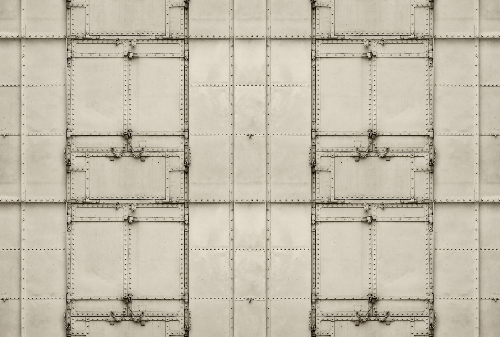 living walls Vliestapete »Industrial-Tapete Nietenoptik Grau Beige vintage« matt glatt